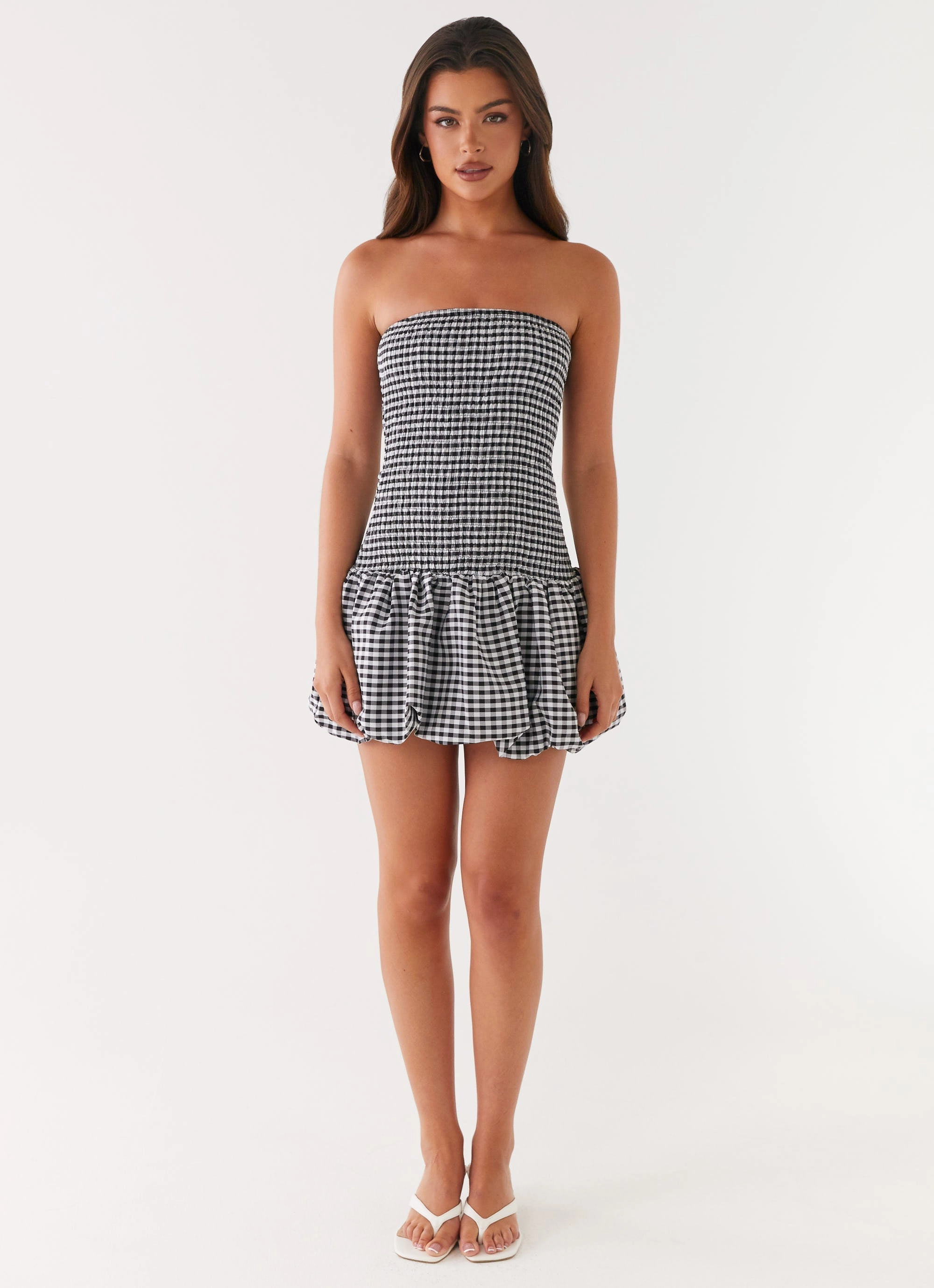 Martell Mini Dress - Black Gingham Formal Look Wrap style