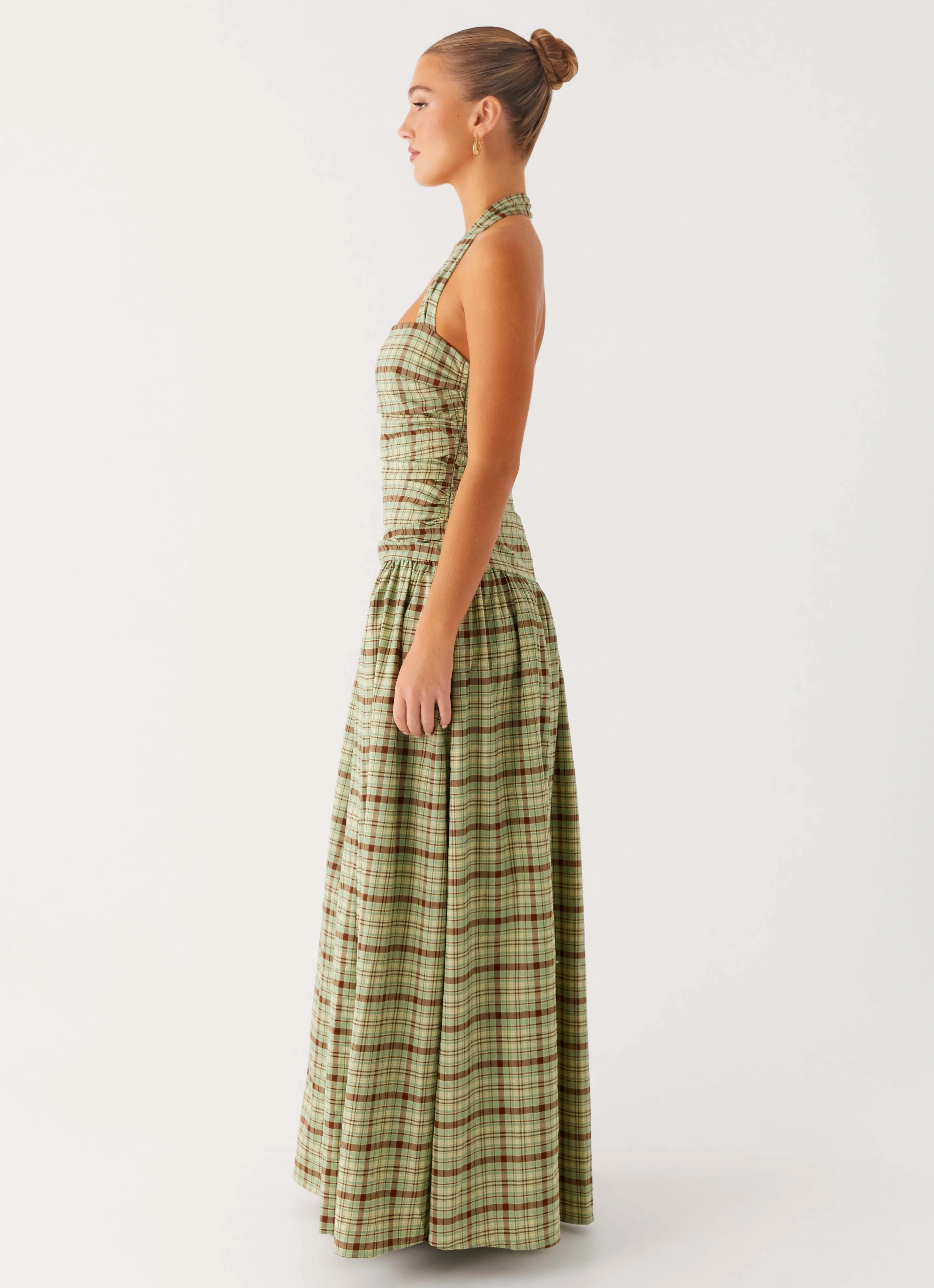Lilith Maxi Dress - Forest Plaid Casual Comfort Cozy Flex