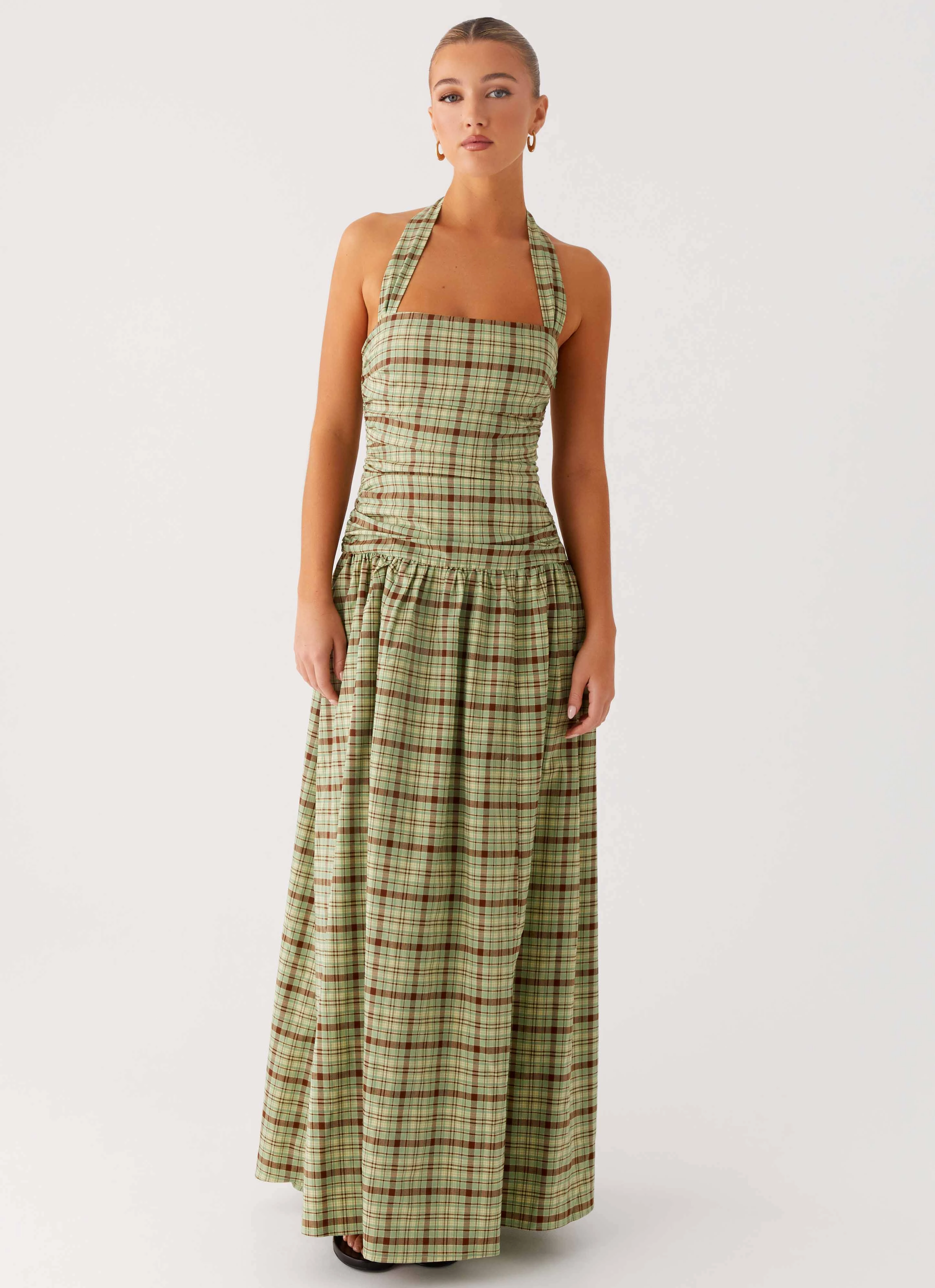 Lilith Maxi Dress - Forest Plaid Shine Dressy