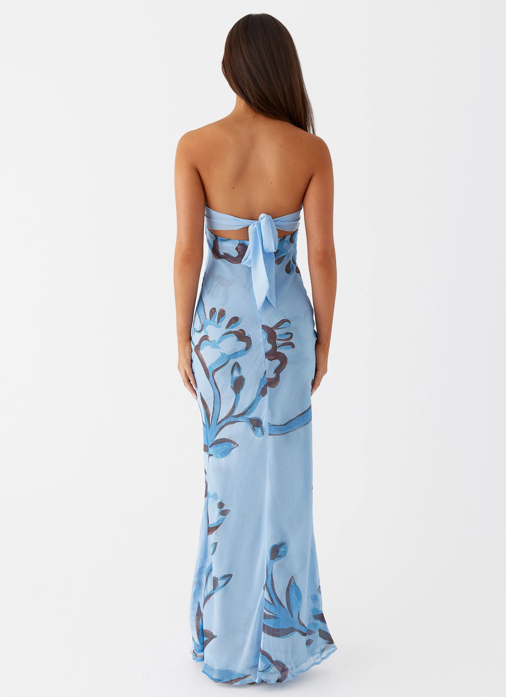 Tropicana Maxi Dress - Blue Floral Lightweight-Structure garden party