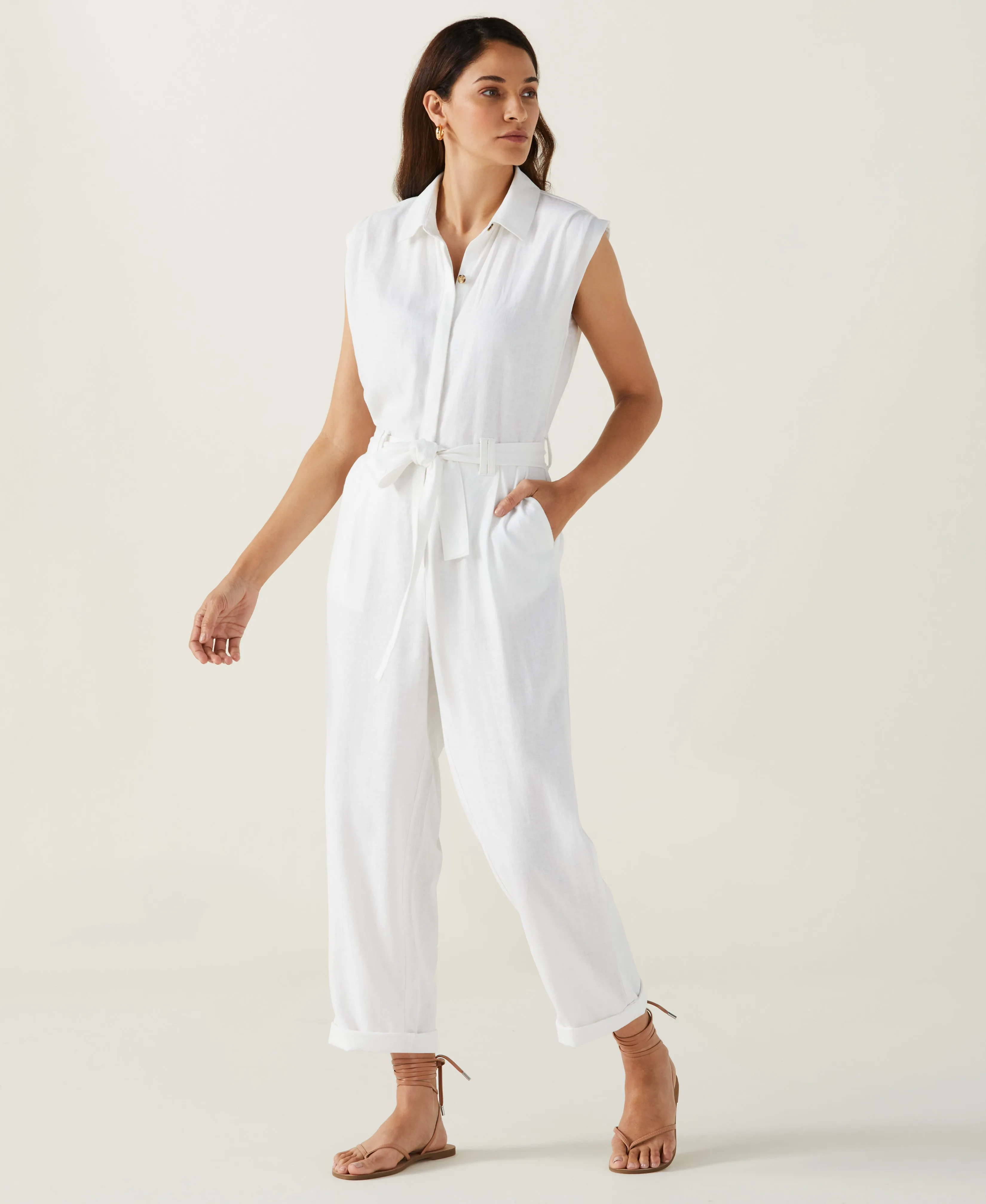 Linen Blend Jumpsuit Soft and Cozy