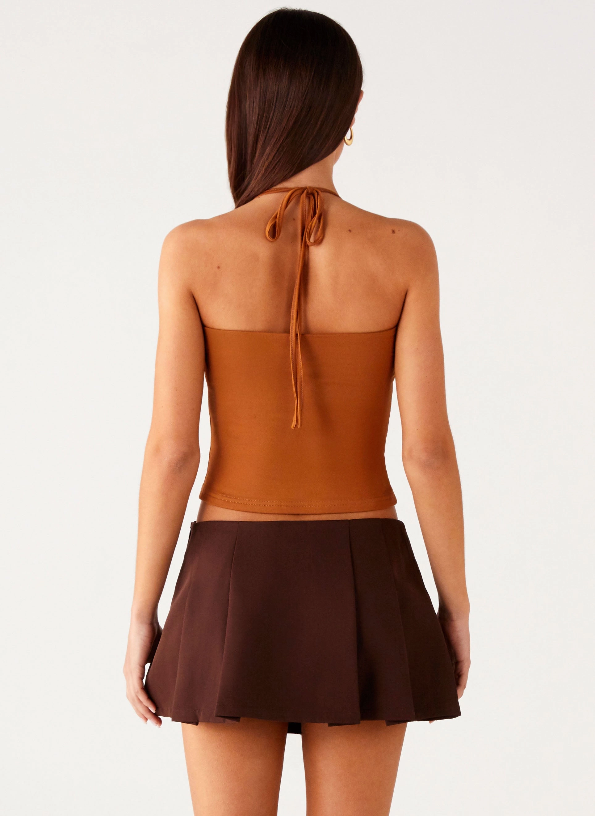 SoftCottonBlend Dalia Dusk Pleated Mini Skirt - Chocolate