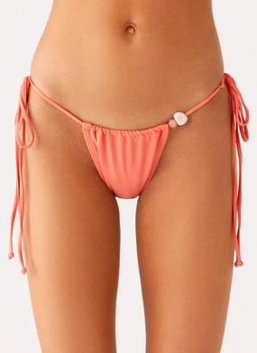 Non Slip Waistband Liona Bead Bikini Bottoms - Coral