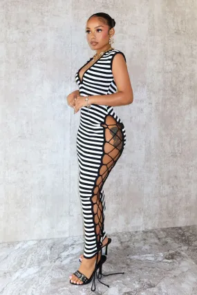 Work Vibe Liv Stripe V Neck Maxi Dress