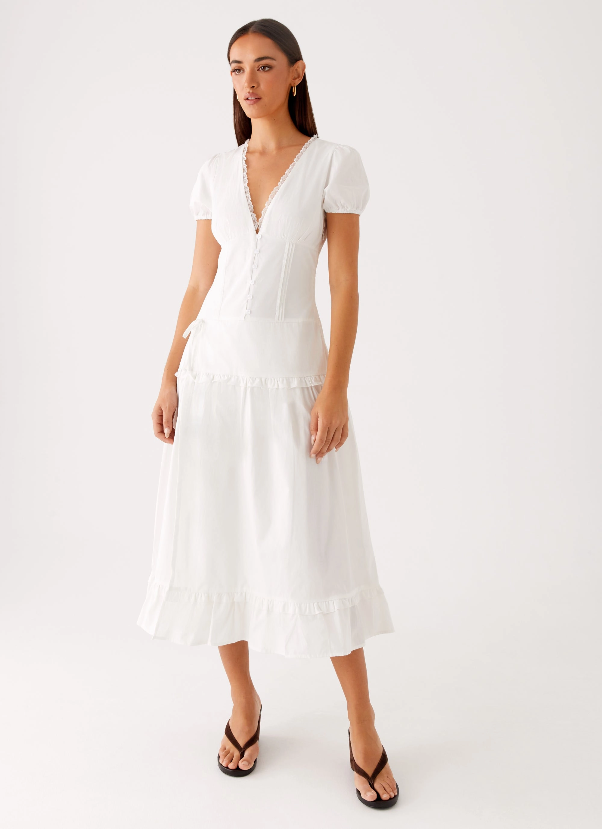 London Midi Dress - White Love Soft Airy Comfort