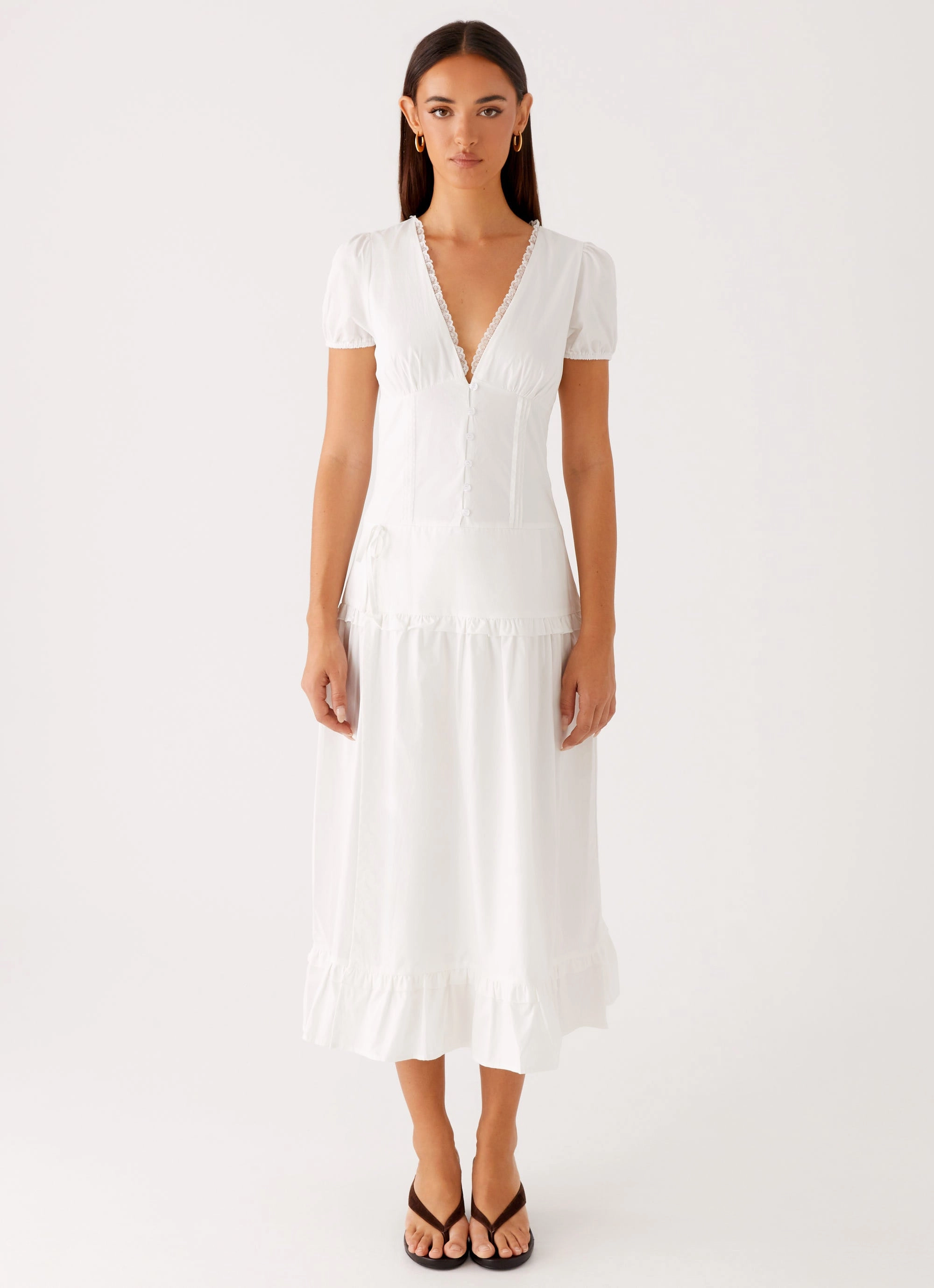 Sculpted Fit London Midi Dress - White