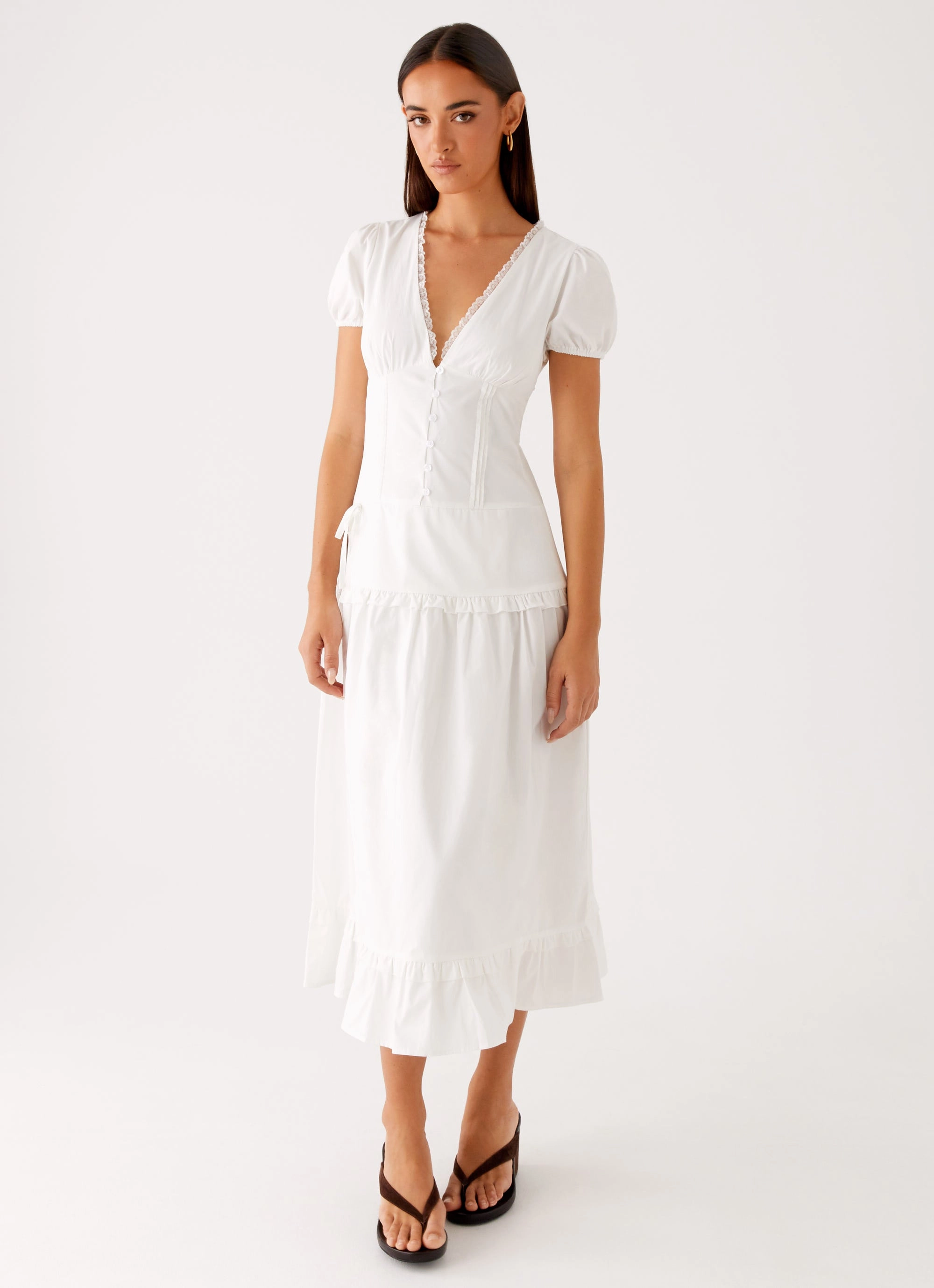 Sophisticated cocktail dress Neutral Look London Midi Dress - White
