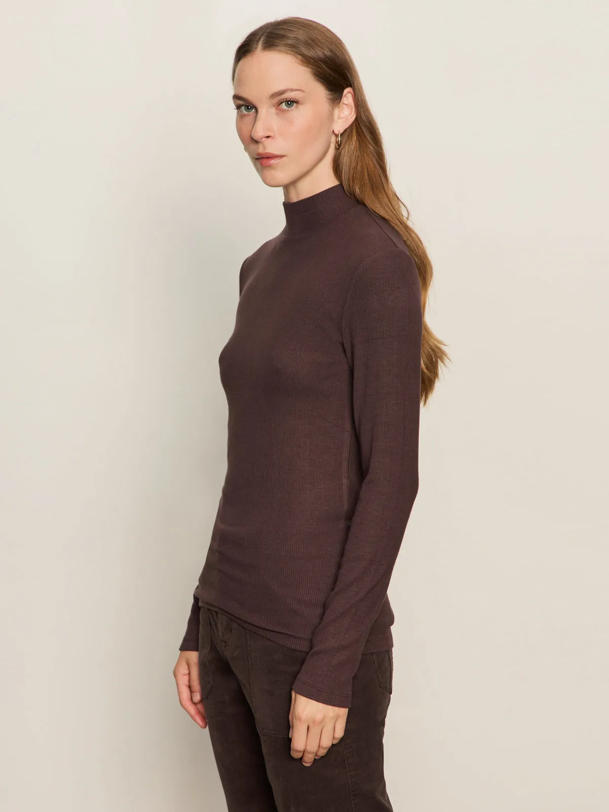 Long Sleeve Mock Essential Top Semi Sweet Adjustable Shoulder Straps WrinkleResistantFinish