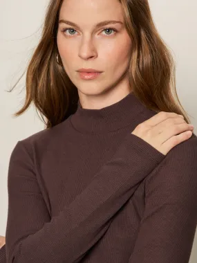 NonToxic Certification Minimalist Detailing Long Sleeve Mock Essential Top Semi Sweet