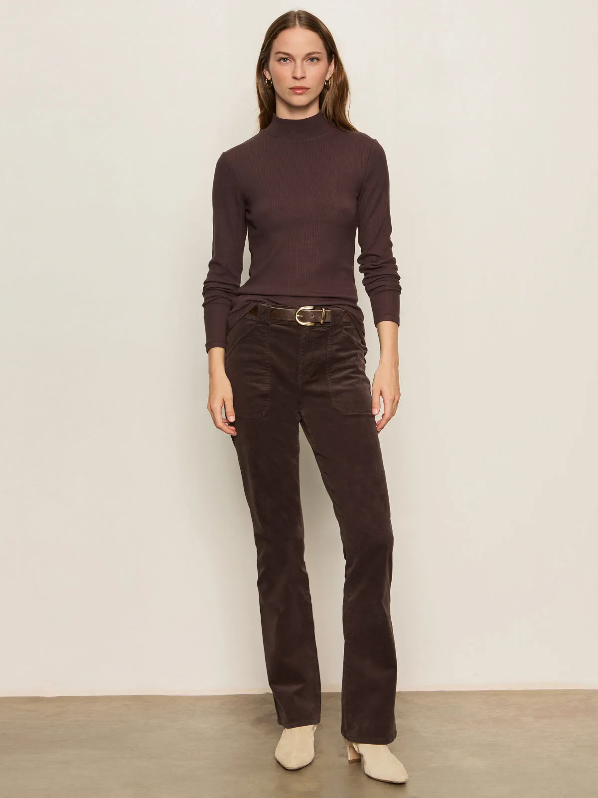 Long Sleeve Mock Essential Top Semi Sweet Low Impact Manufacturing