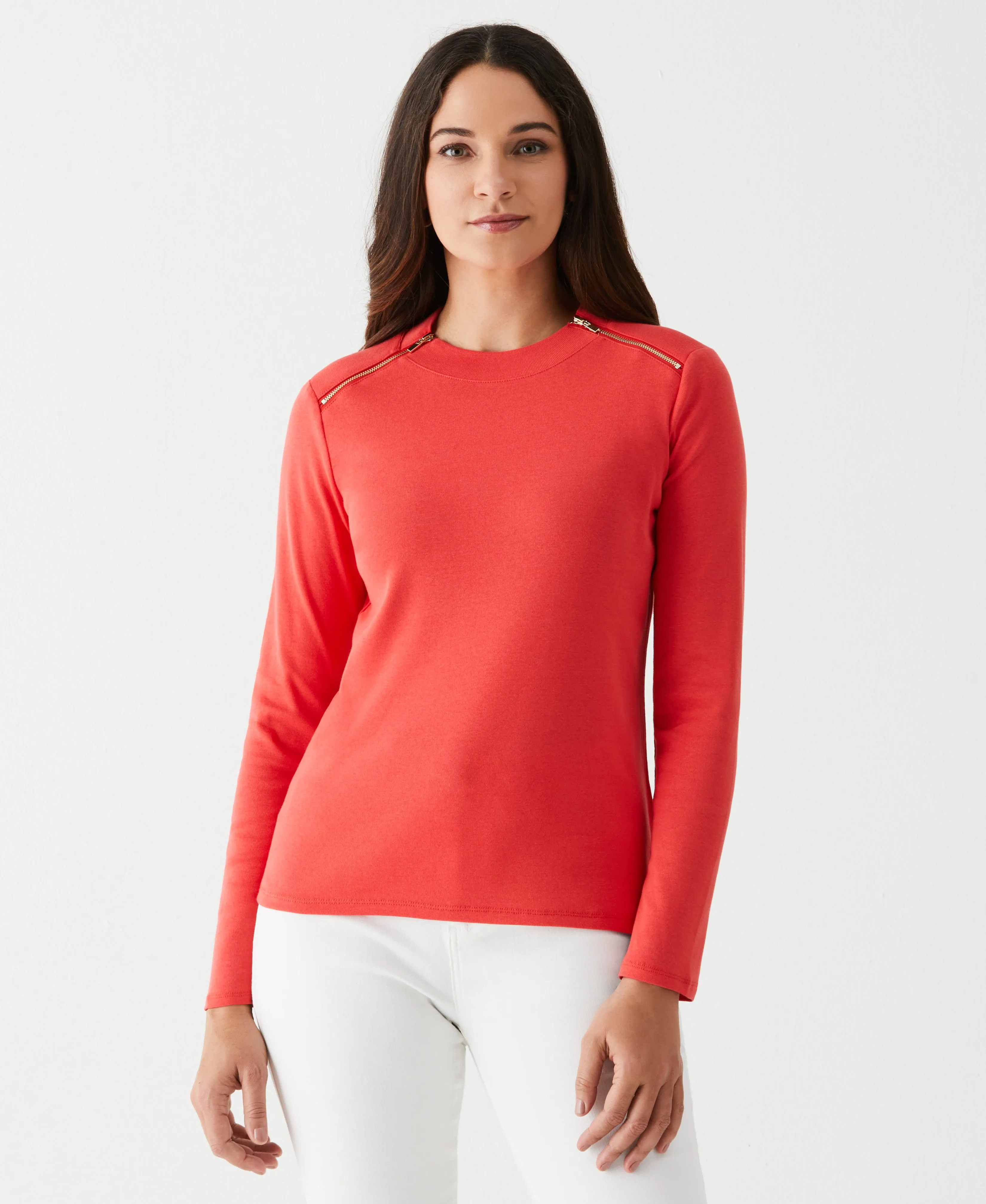 Long Sleeve Tee with Zipper Detail PocketDetails