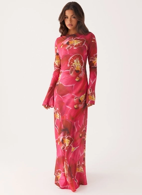 Lorde Maxi Dress - Orchid Pink Scalloped-Edge