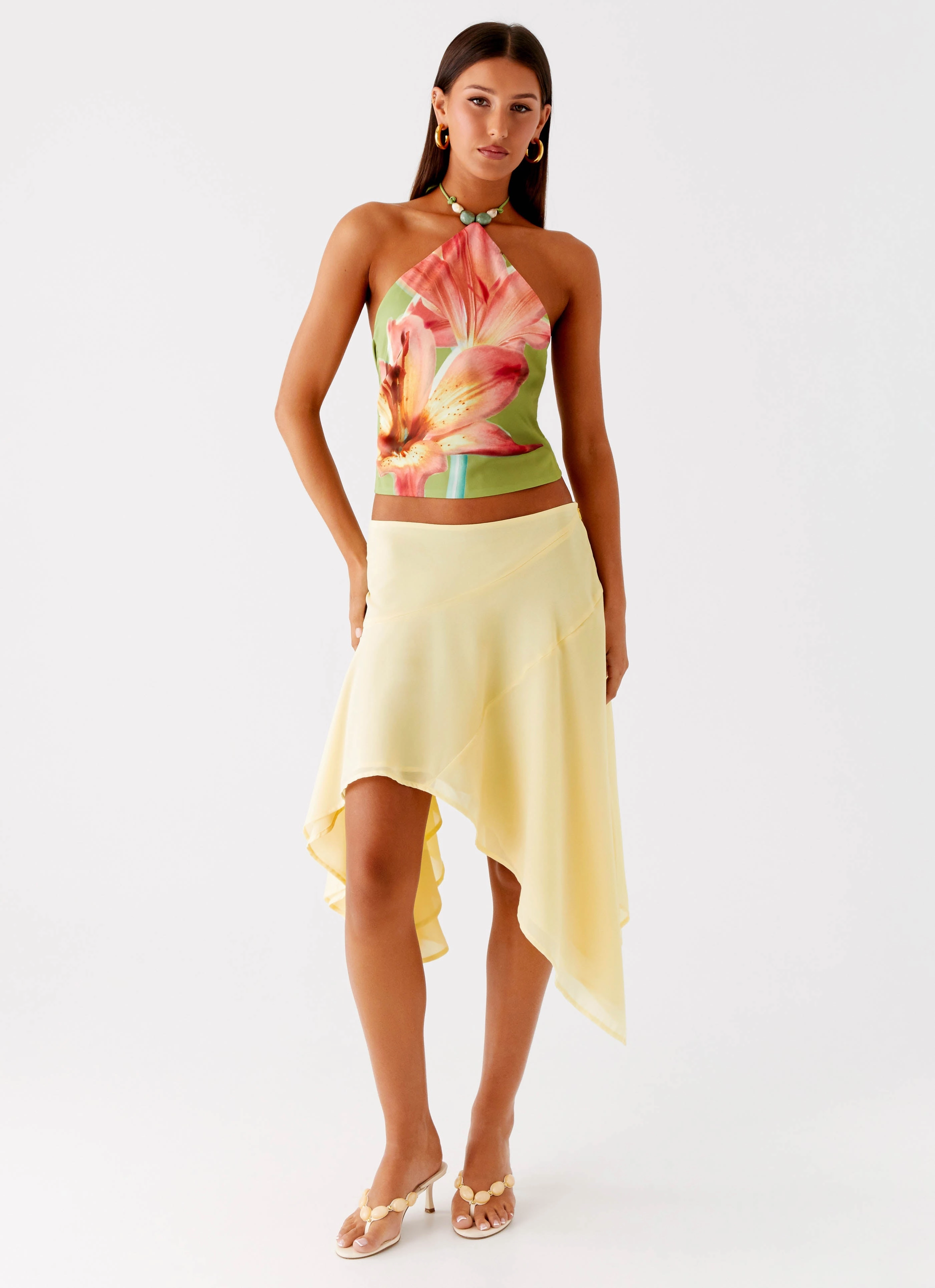 Loreta Beaded Tie Back Top - Jungle Floral Comfortable Cut