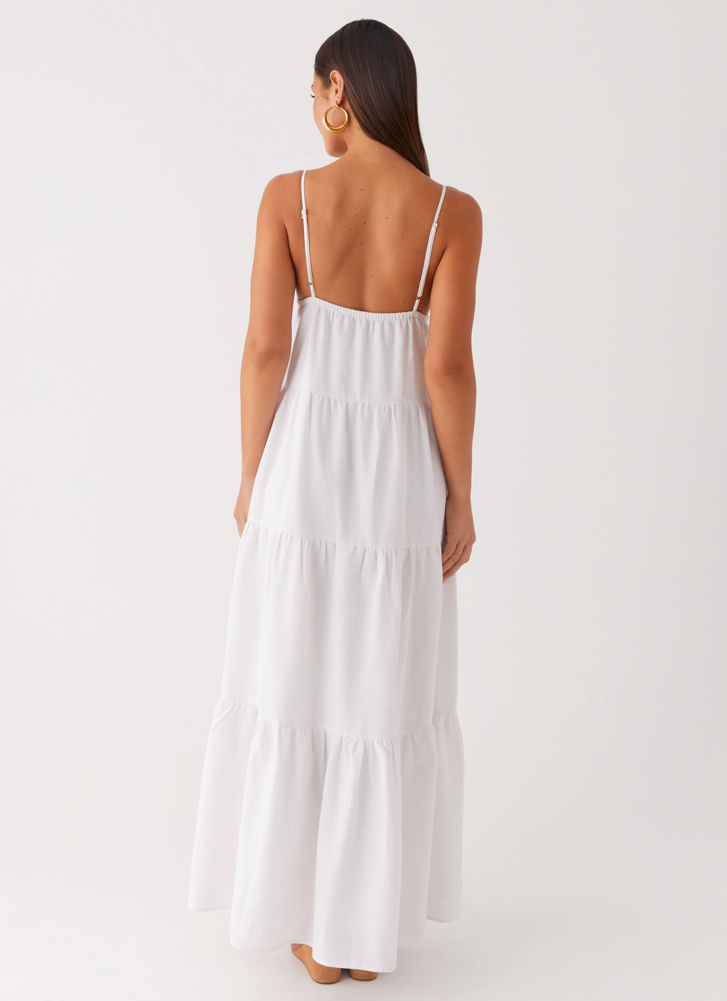 Light Attitude Graceful Ease Lotty Linen Maxi Dress - White