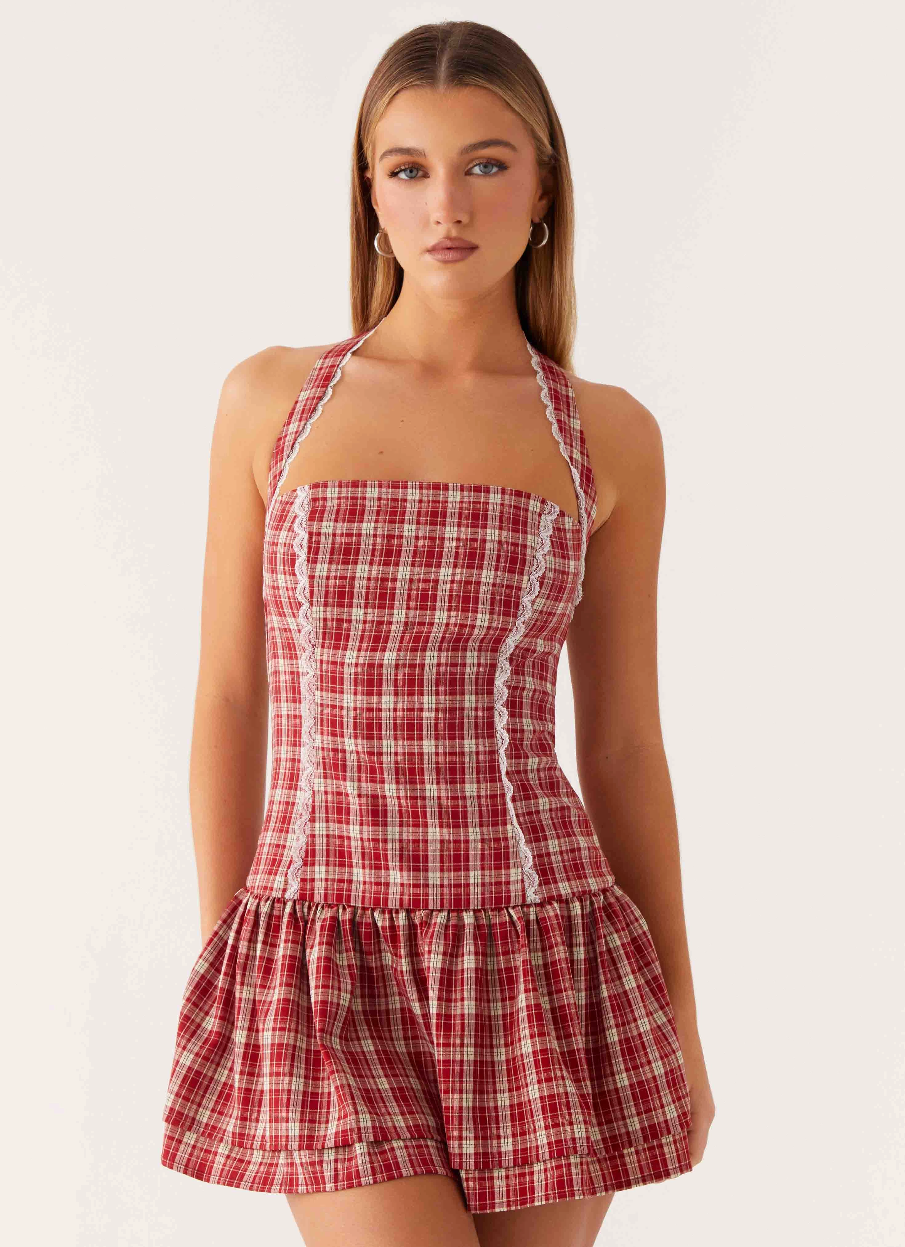 Lotus Dream Mini Dress - Ruby Check Classic Touch