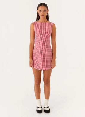 Lotus Tie Back Mini Dress - Red Gingham Summer Outfit