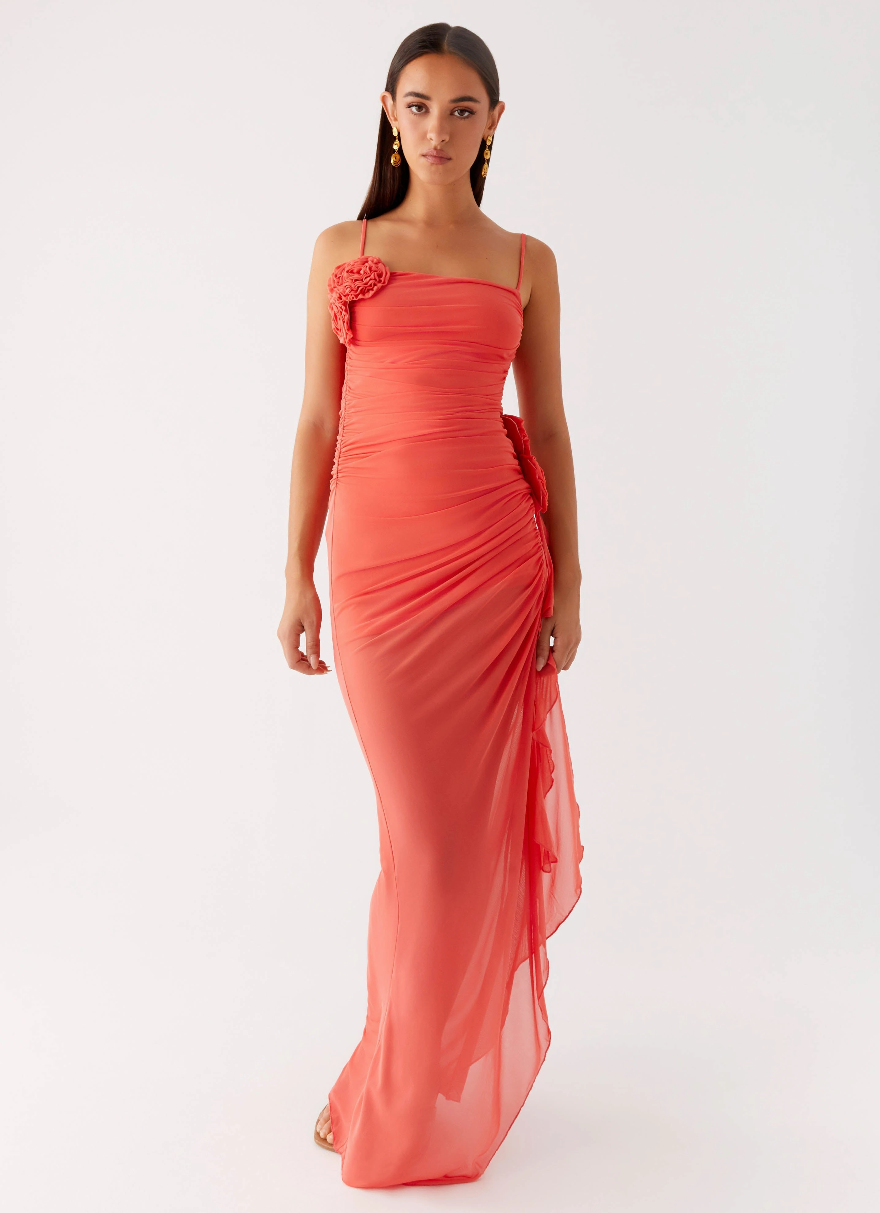 Layered Style EasyCareMaterial Louana Maxi Dress - Coral