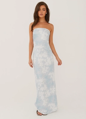 Feminine Layers Easy and Effortless Love Me More Maxi Dress - Blue Blossom