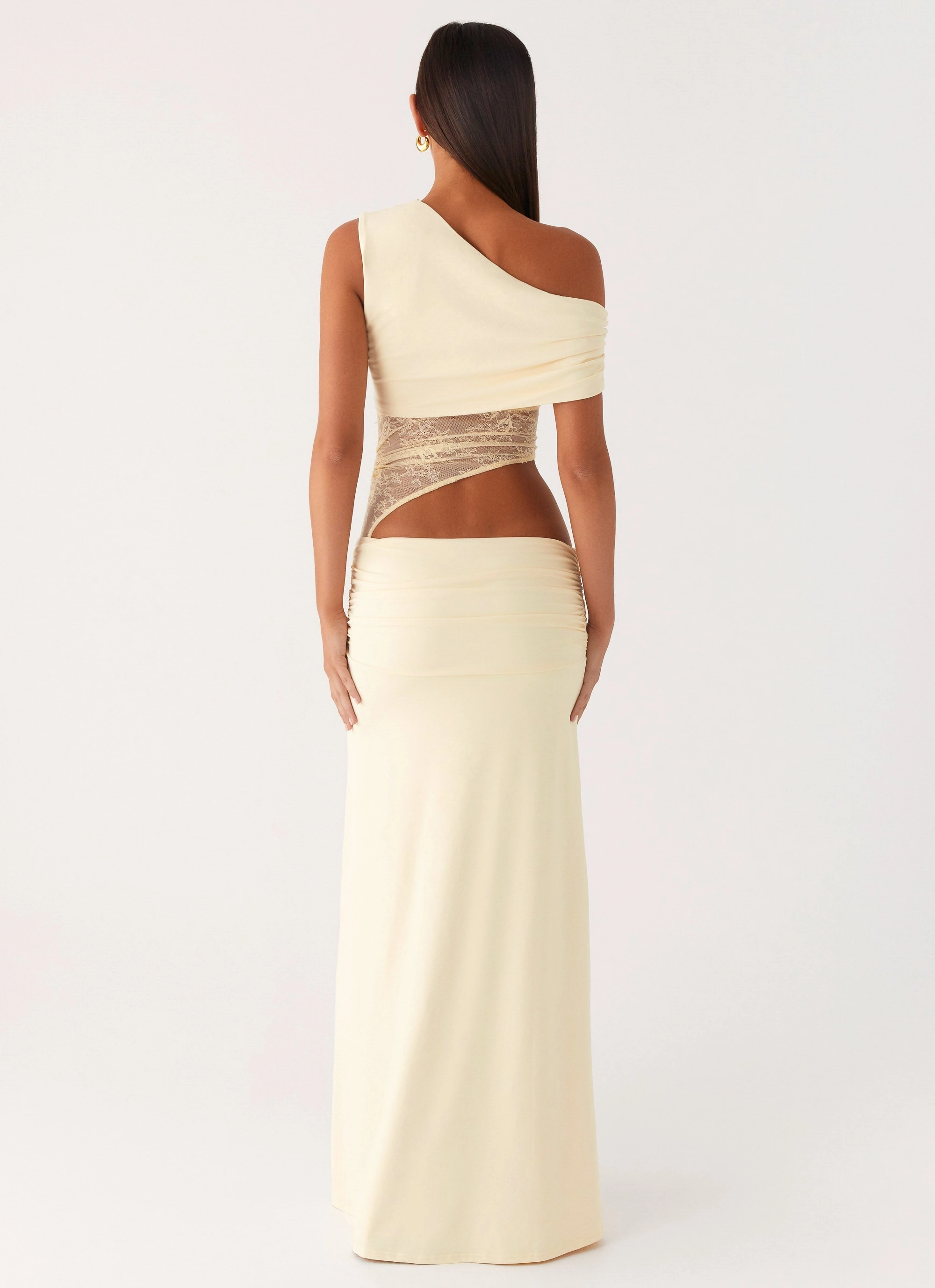 Elegant Tailoring Fashionable Touch Love Motion Maxi Dress - Lemon