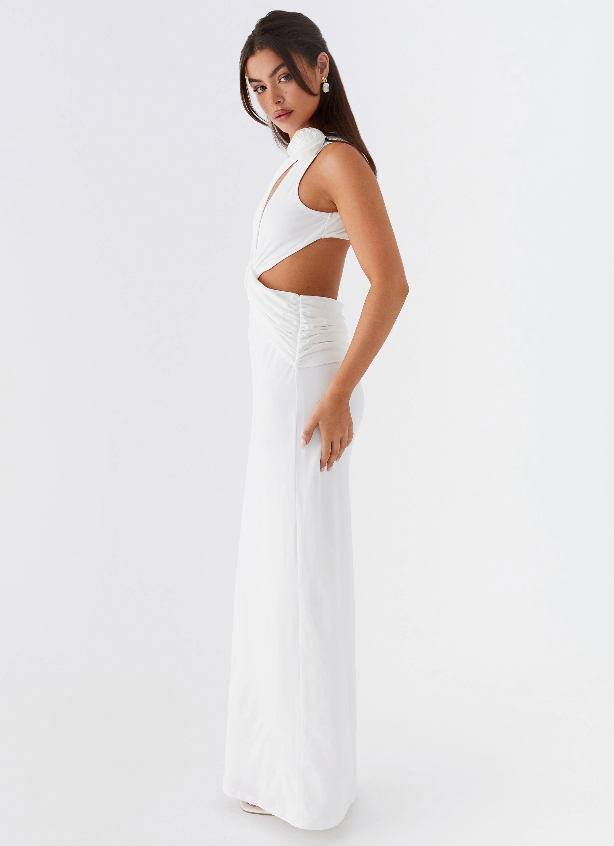 Lovesome Rosa Maxi Dress - White Youthful Look Fresh Texture