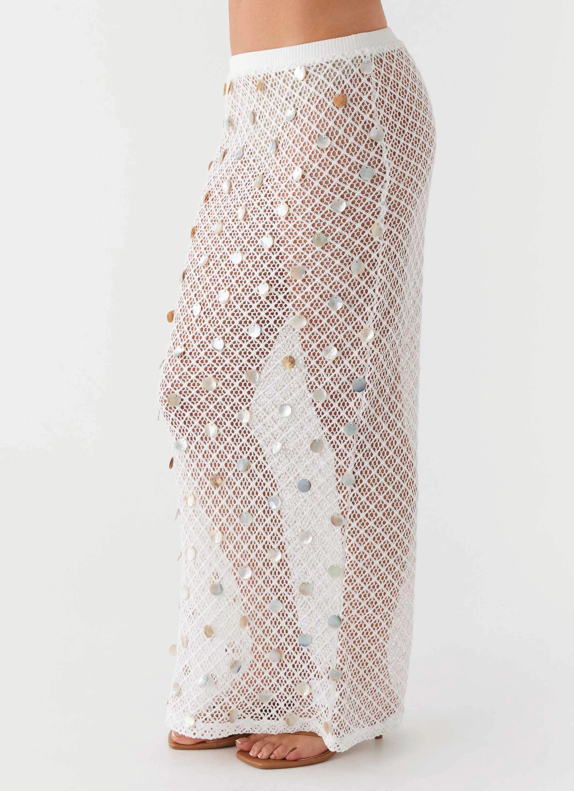 Lovina Shell Knit Maxi Skirt - White Eco Friendly Dye Maternity Friendly