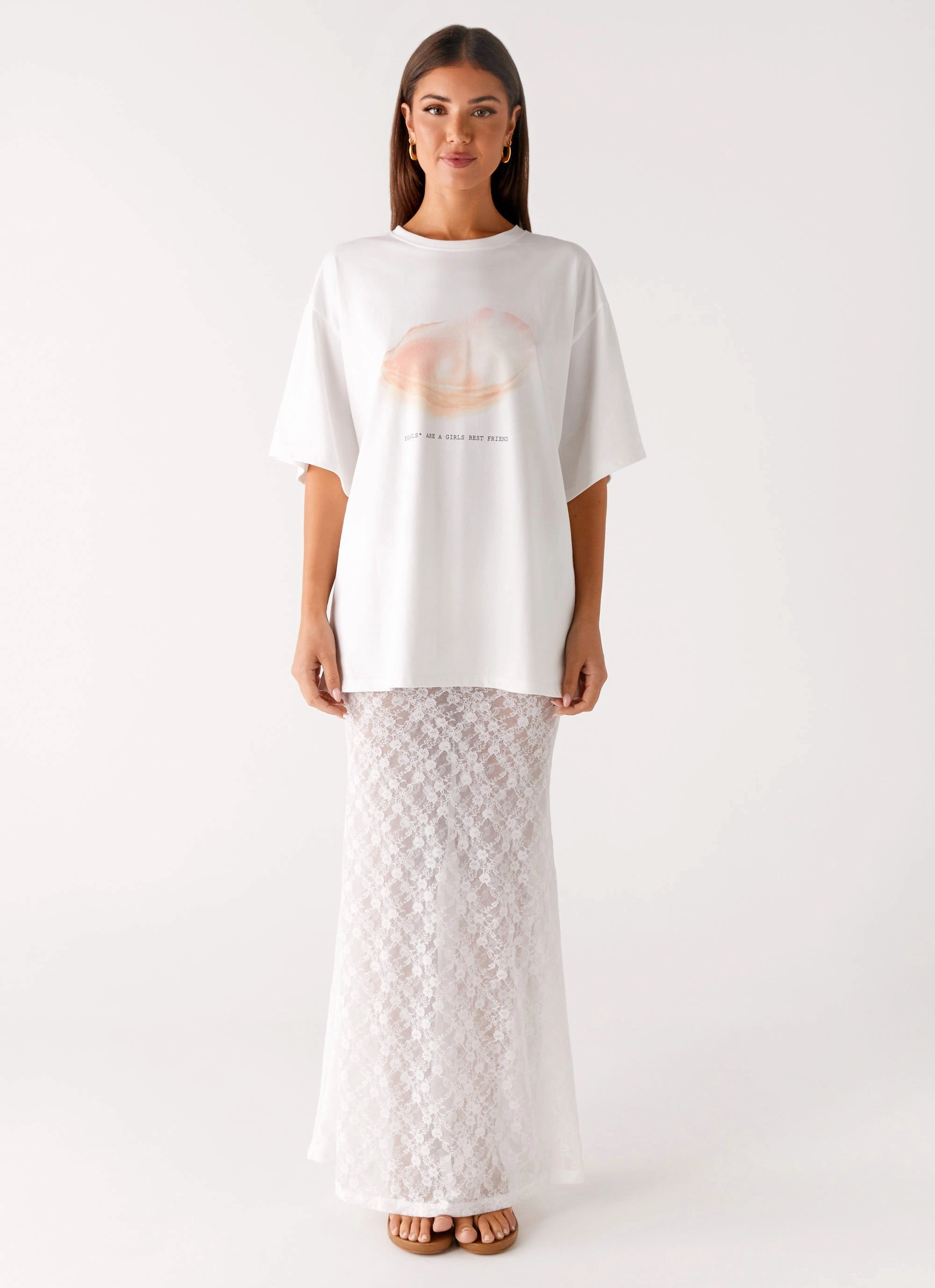 Pearl Oversized Tee - White ReflectiveDetails Easy Care Material