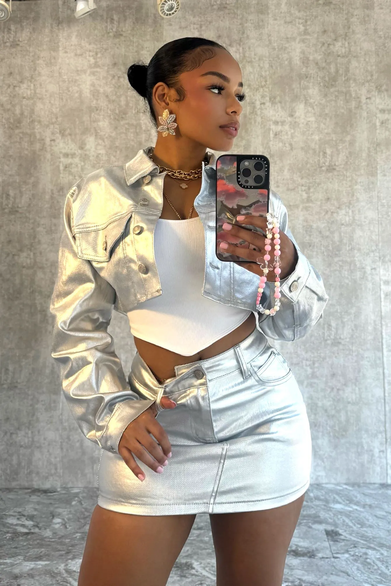 Light Reflective Logos Loxley Metal Foiled Long Sleeve Jacket