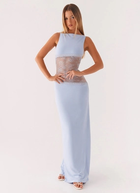 Gemstone-Detail Skin Touch Lucinda Maxi Dress - Blue