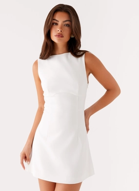 Cinched-Waist Lulita Mini Dress - White