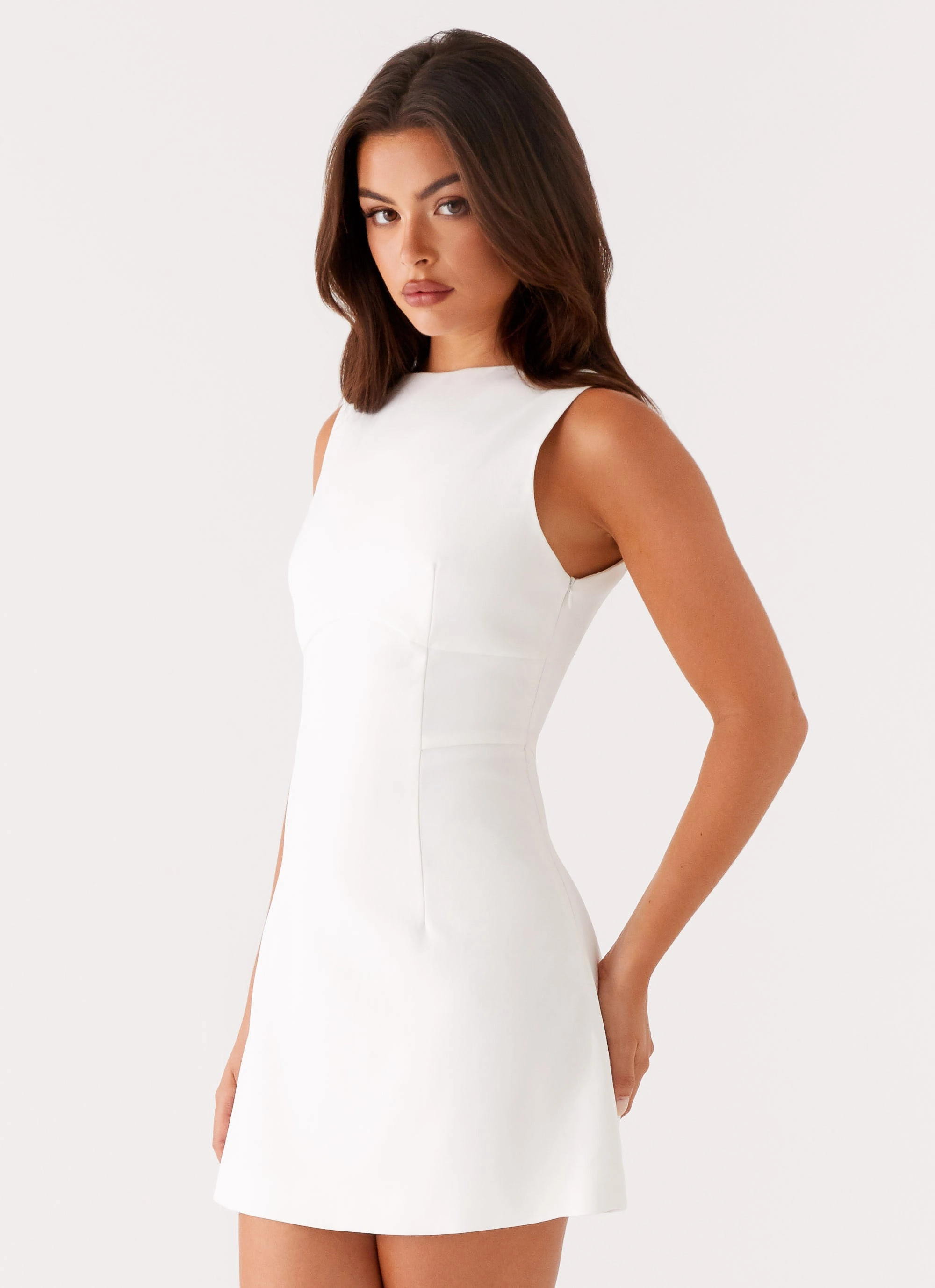 Silicone Grip Trim Lulita Mini Dress - White