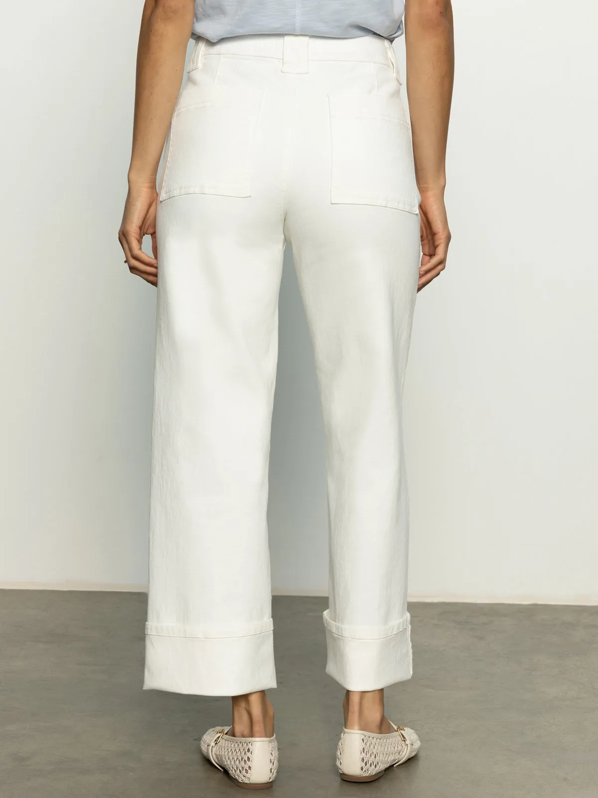 SnagFreeFabric Street Inspired Luna Cuffed Standard Rise Jeans Bleached White