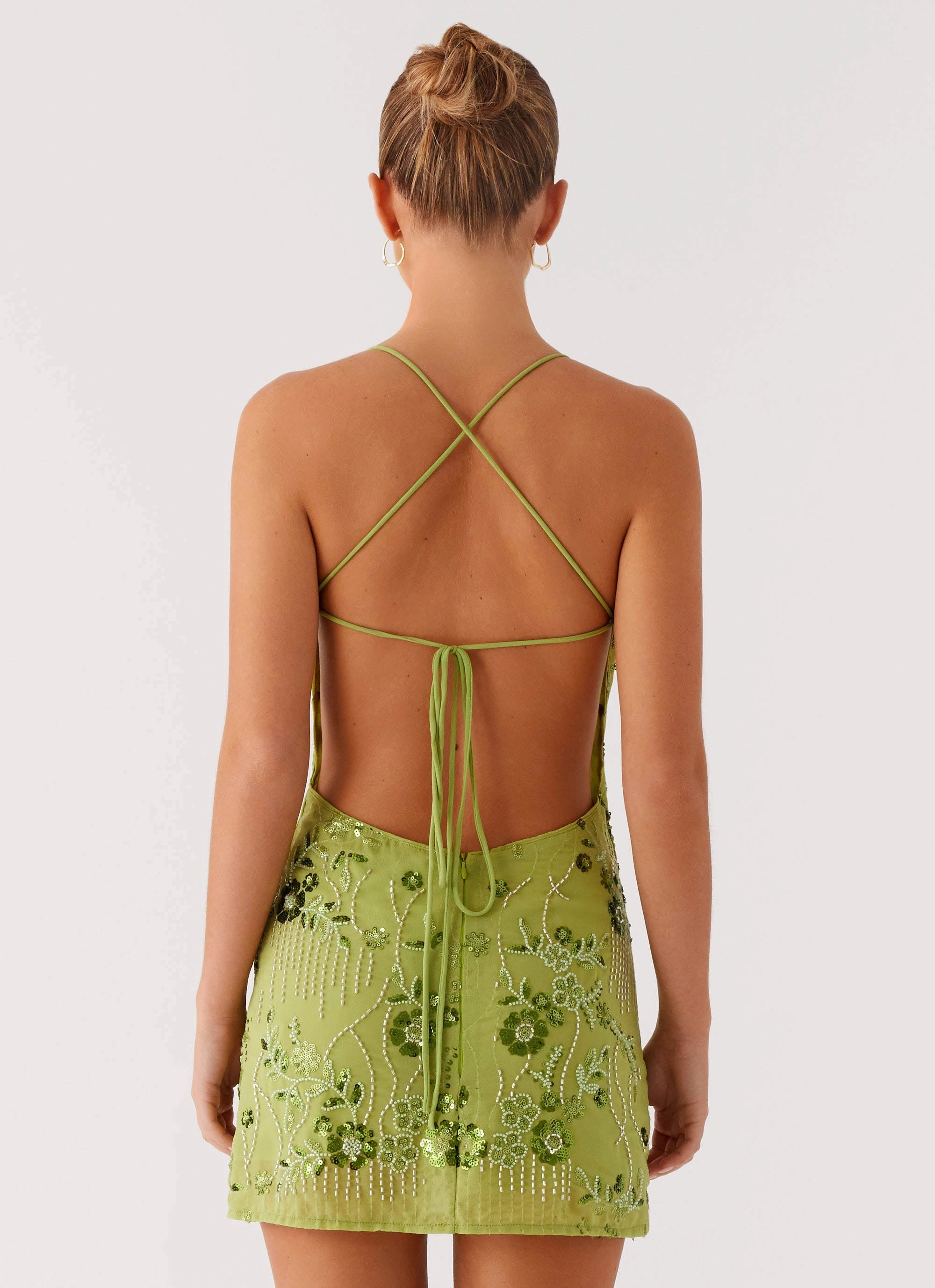 Vietta Sequin Cami Mini Dress - Lime Modern Touch Classic Movement