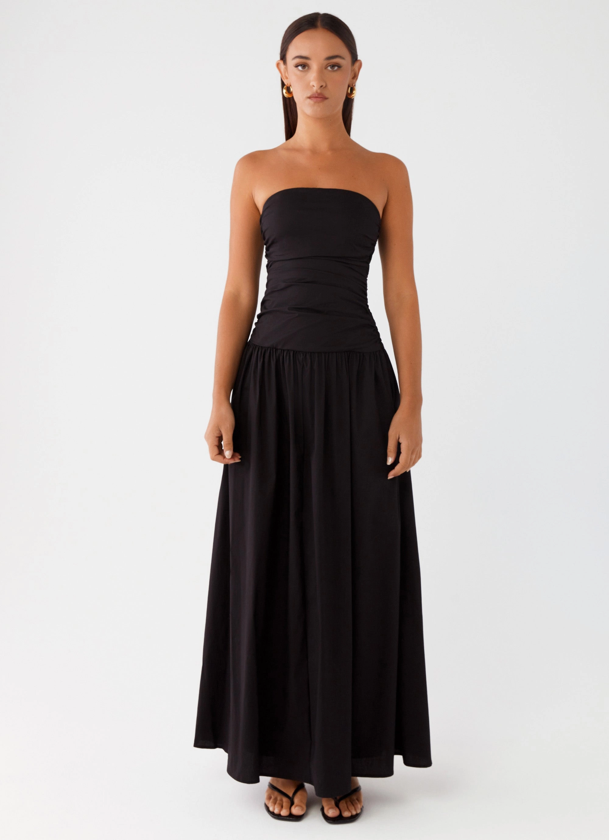 Carmel Maxi Dress - Black Dreamy Drape