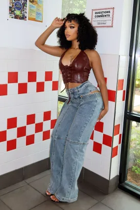 Hayden Washed Denim Cut Out With Belt Jeans Chill Ready