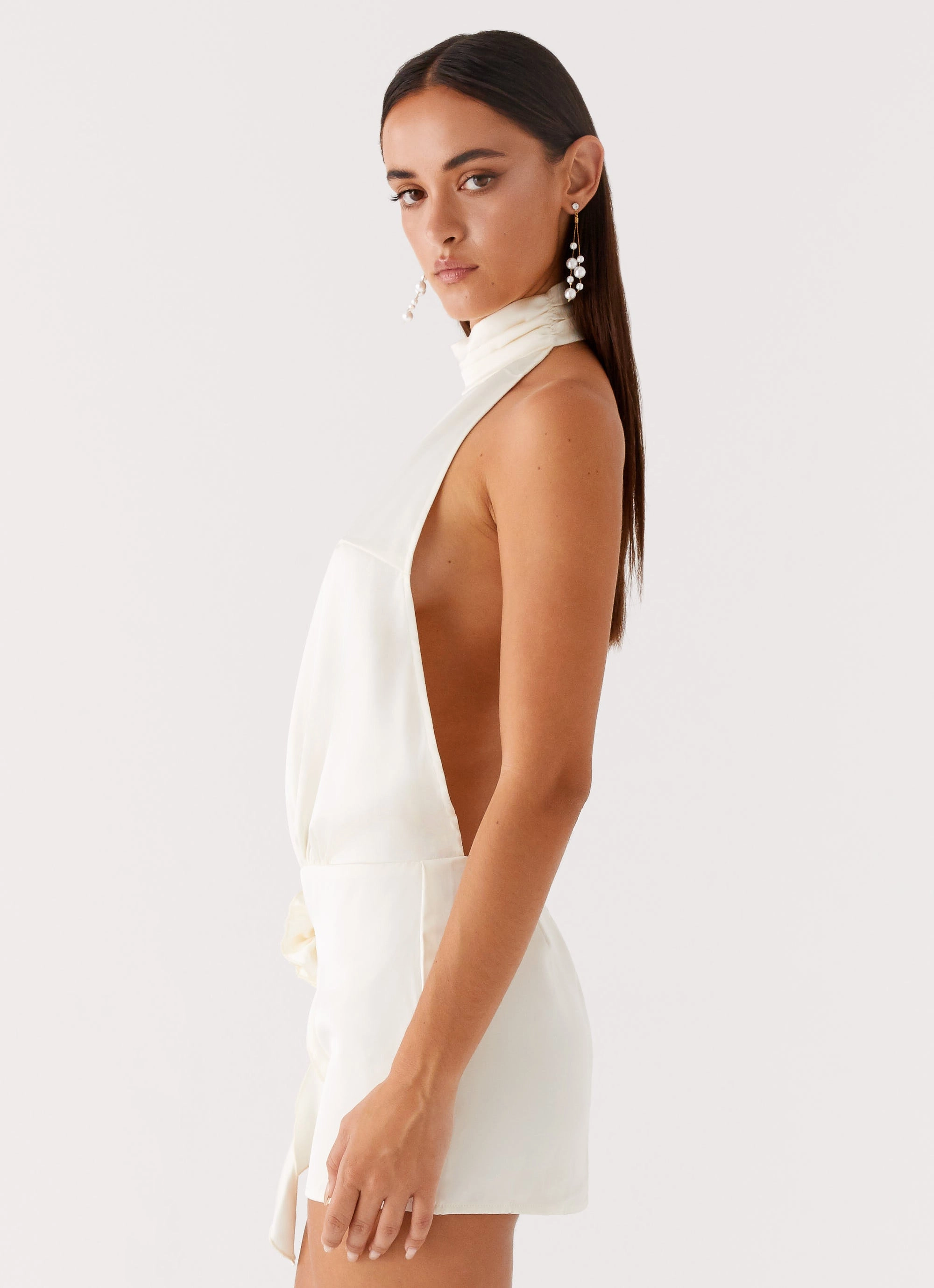 Birdie Halterneck Mini Dress - Ivory Everyday Line Comfort First