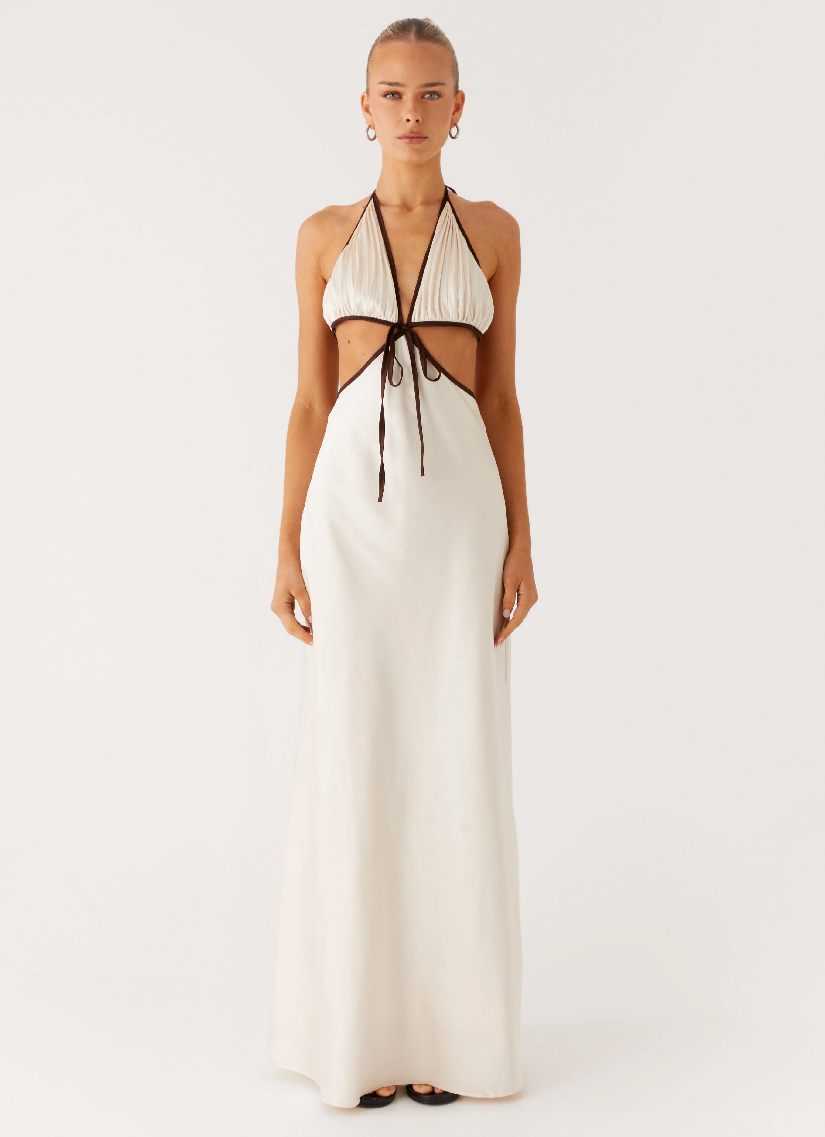 Mabel Maxi Dress - Cream Velvet-Edge Slender Look