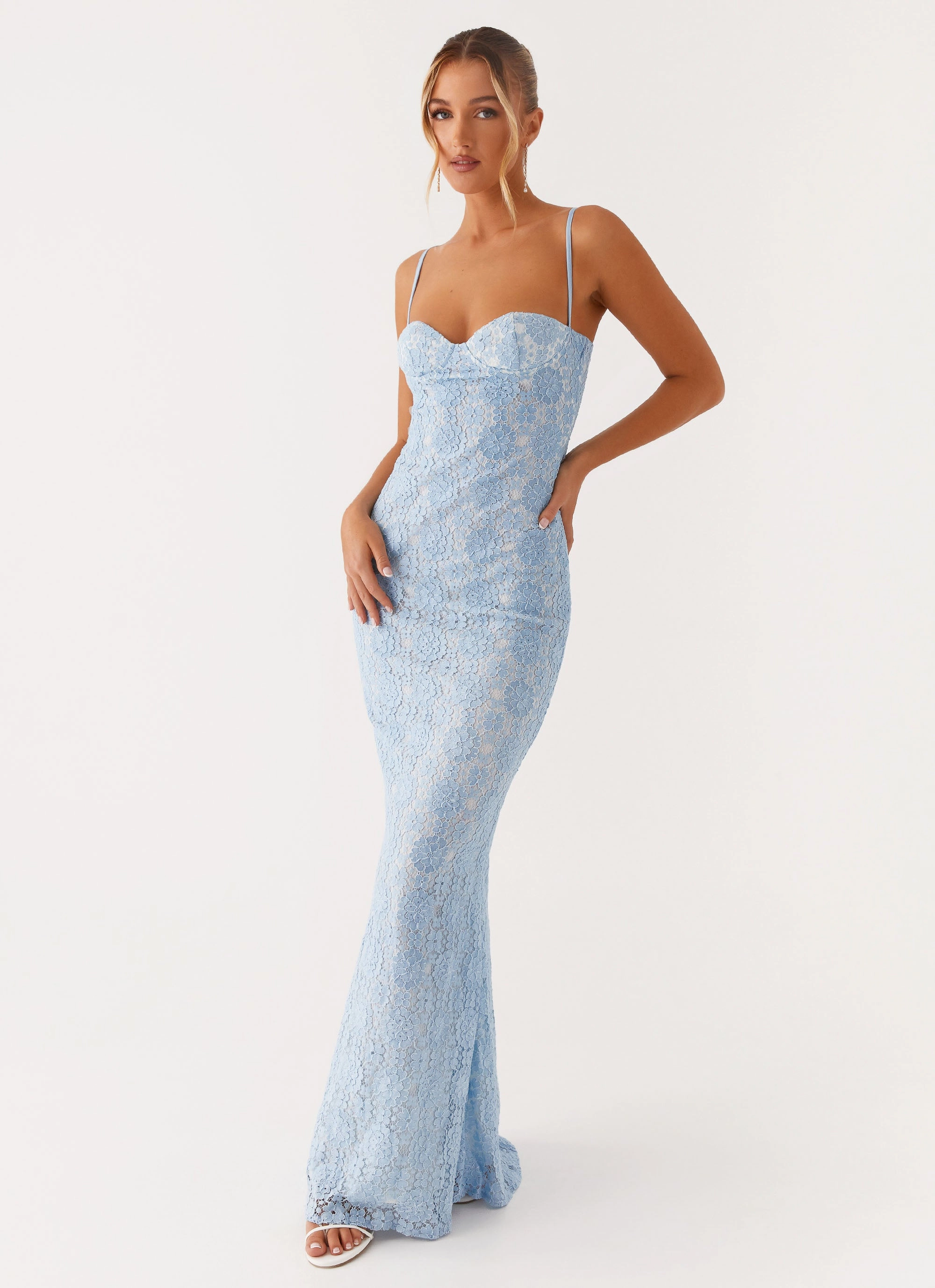 Sonia Maxi Dress - Blue Modern Texture Shine Skin