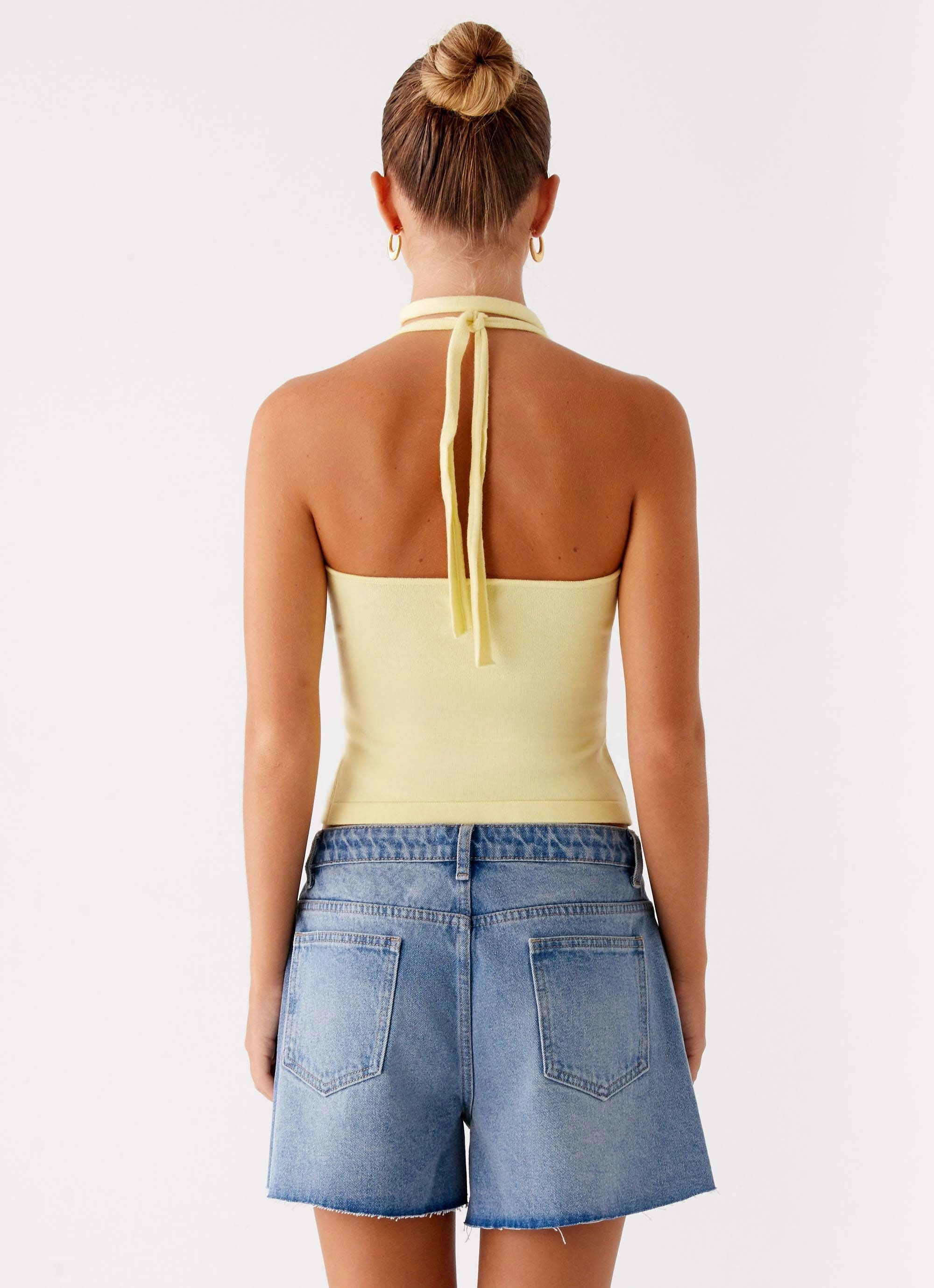Madden Knit Scarf Top - Yellow Non Iron Fabric