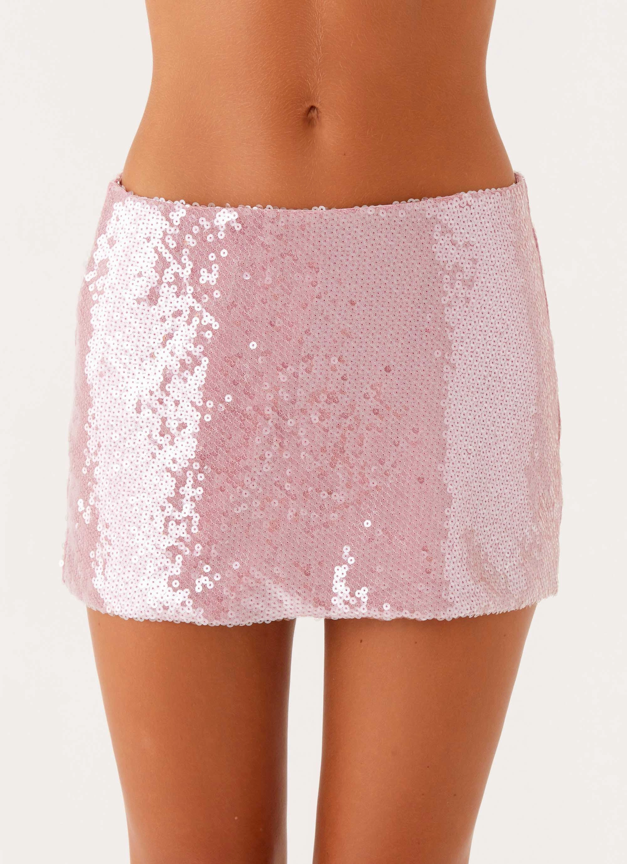 Double Layer Made For You Low Rise Sequin Mini Skirt - Pink