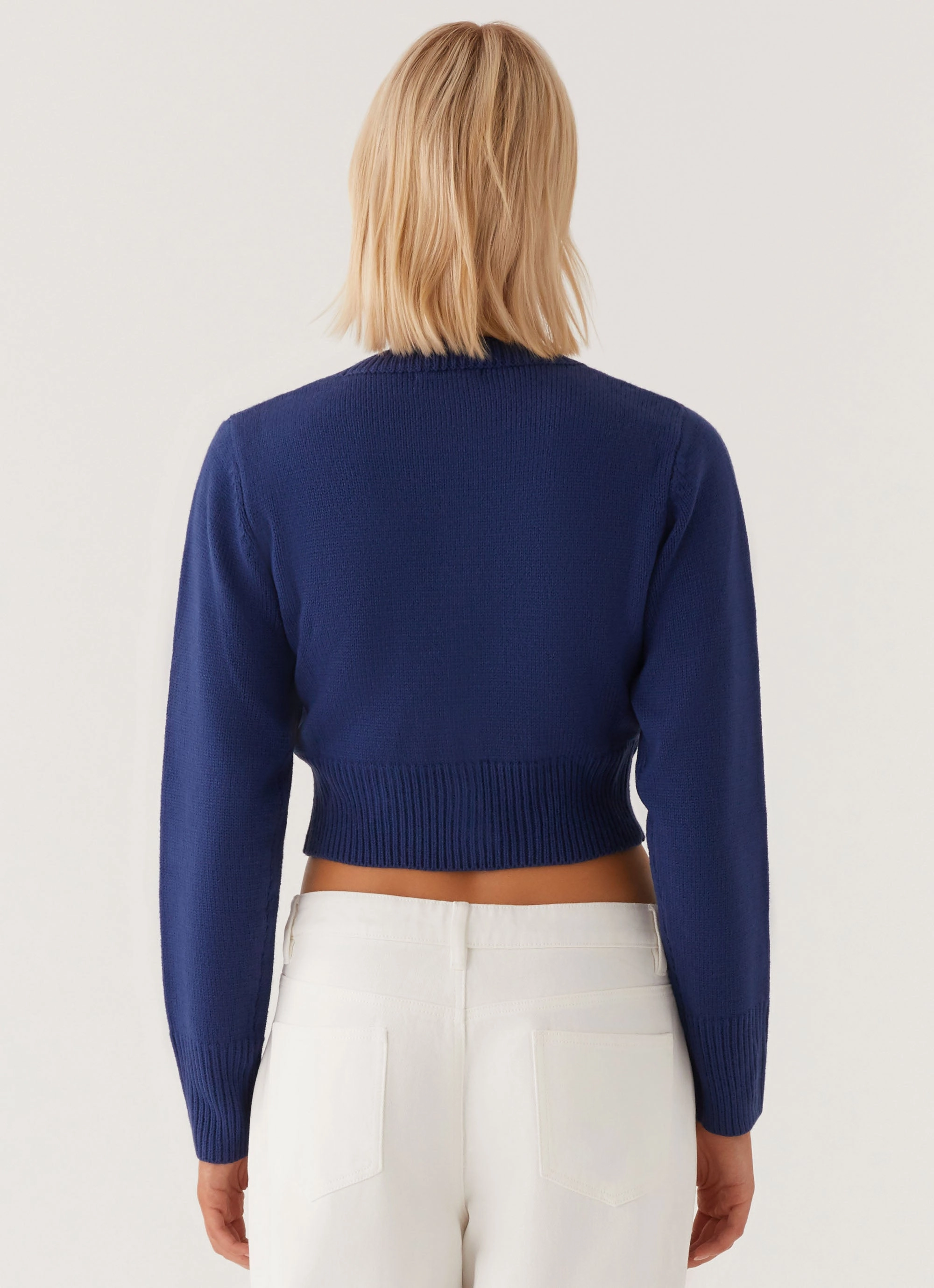 Everest Knit Cardigan - Navy Bonded Edge Finish