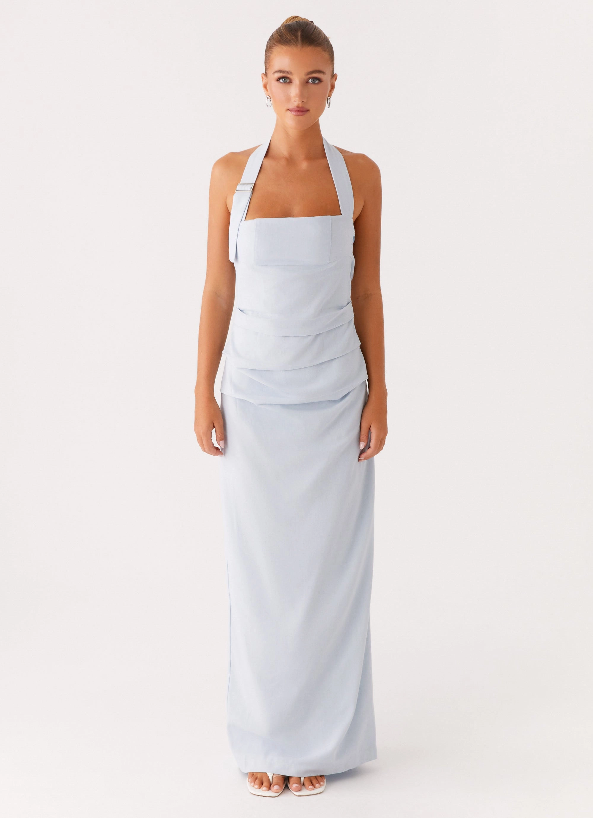Rumour Has it Maxi Dress - Blue Euro Touch Fall Silhouette