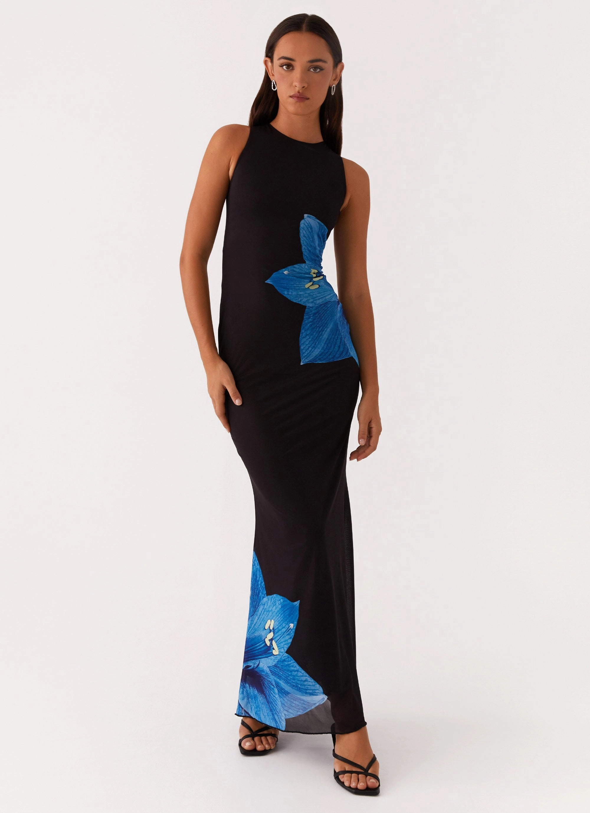 Manhattan Nights Maxi Dress - Black Glossy-Finish