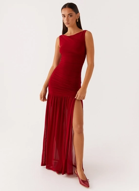 Manon Maxi Dress - Red Beadwork Comfortable Layering