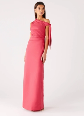 Marella Maxi Dress - Coral Contrasting Detail Comfortable fit