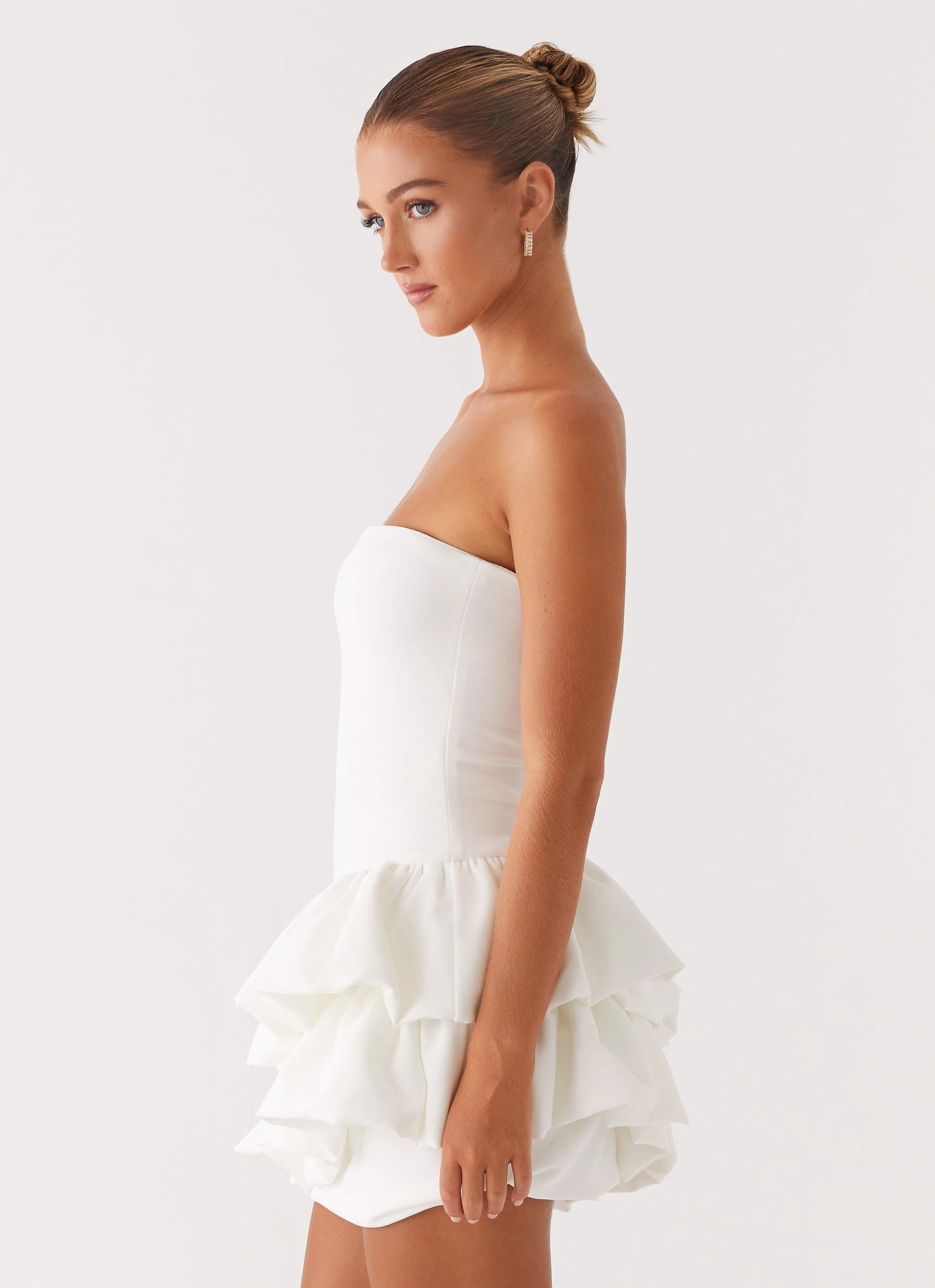 Marie Mini Dress - White Polka Dot