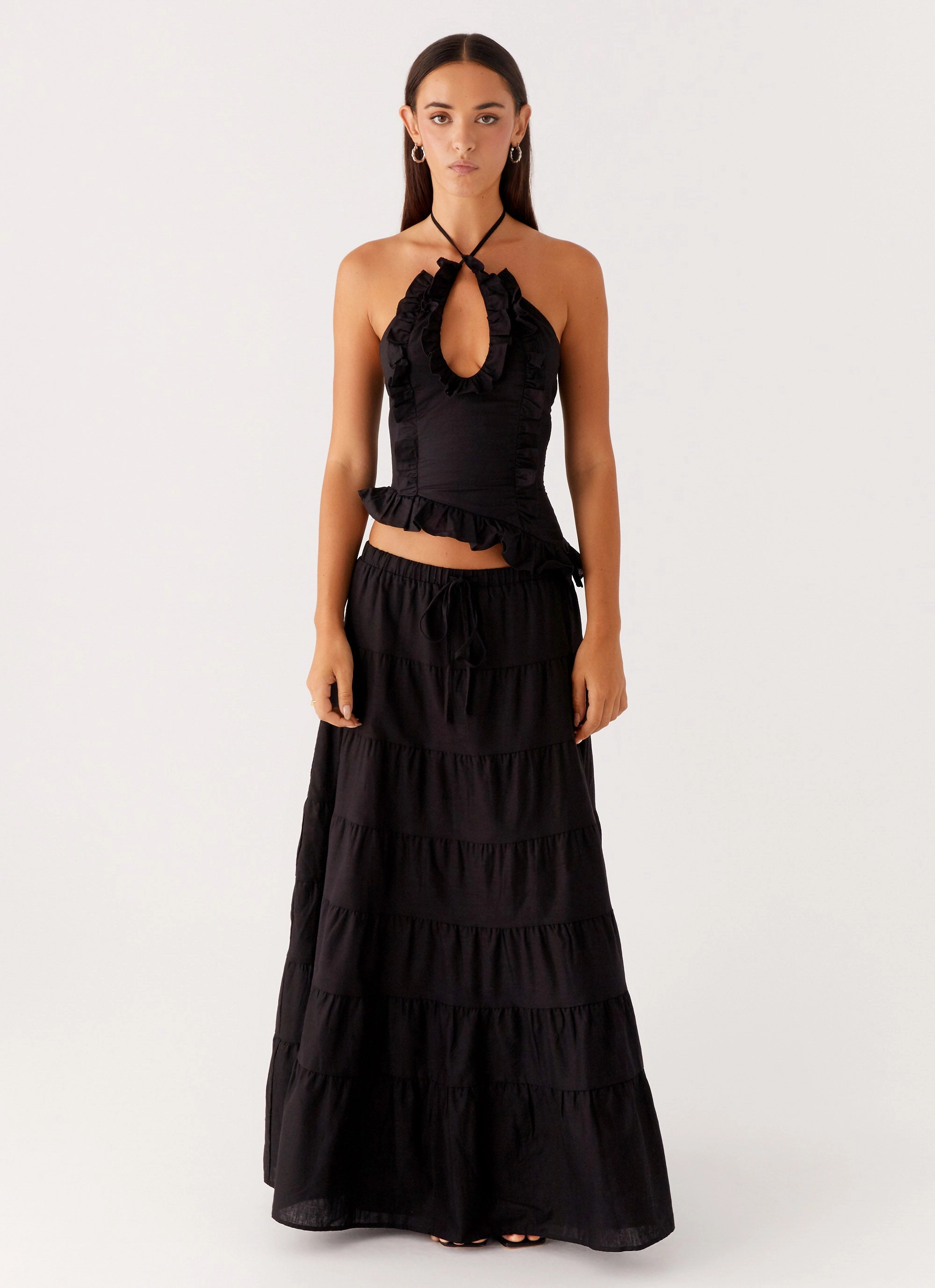 Mariella Linen Maxi Skirt - Black Weekend Style