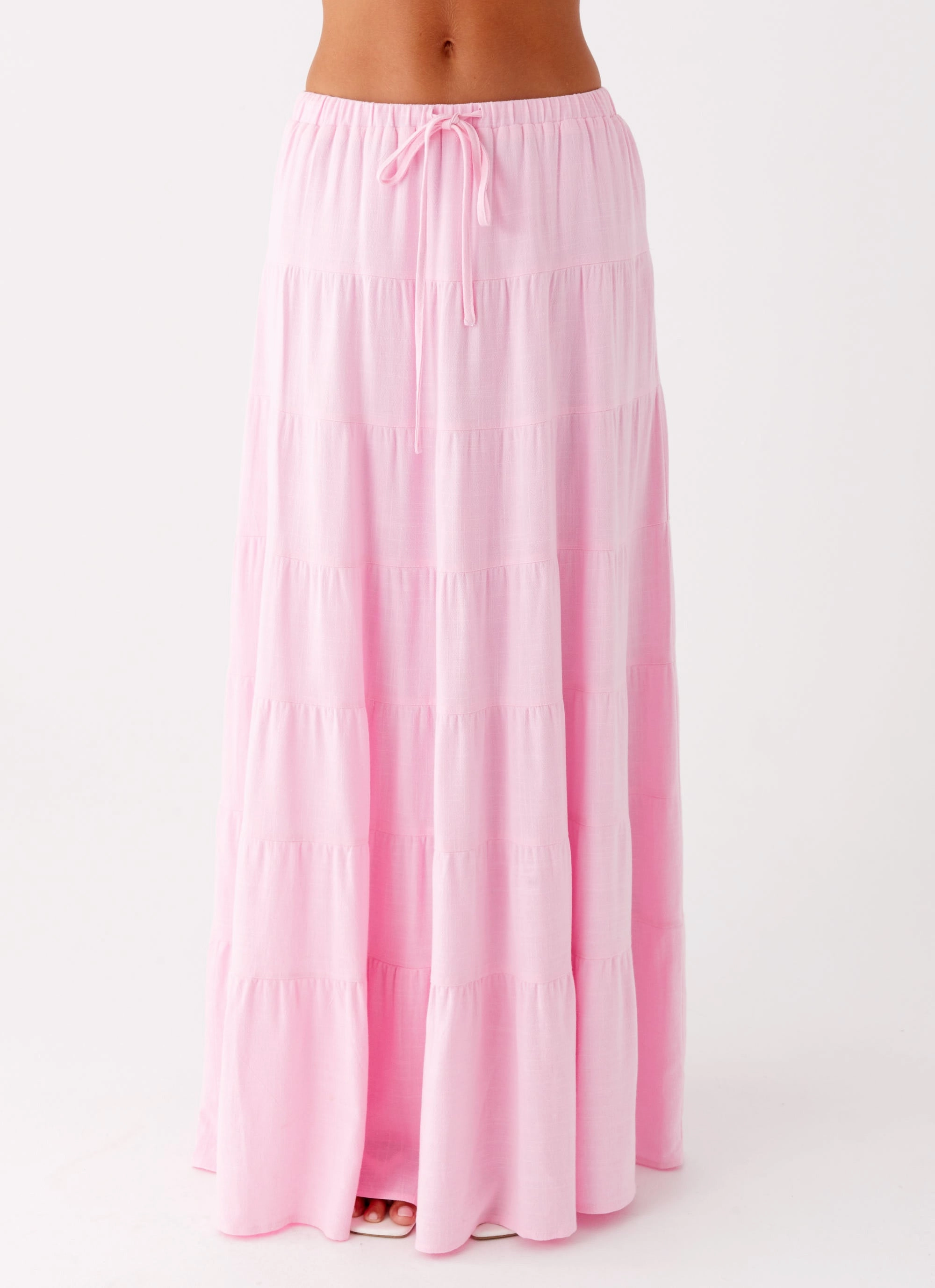 Mariella Linen Maxi Skirt - Pink Vegan Material