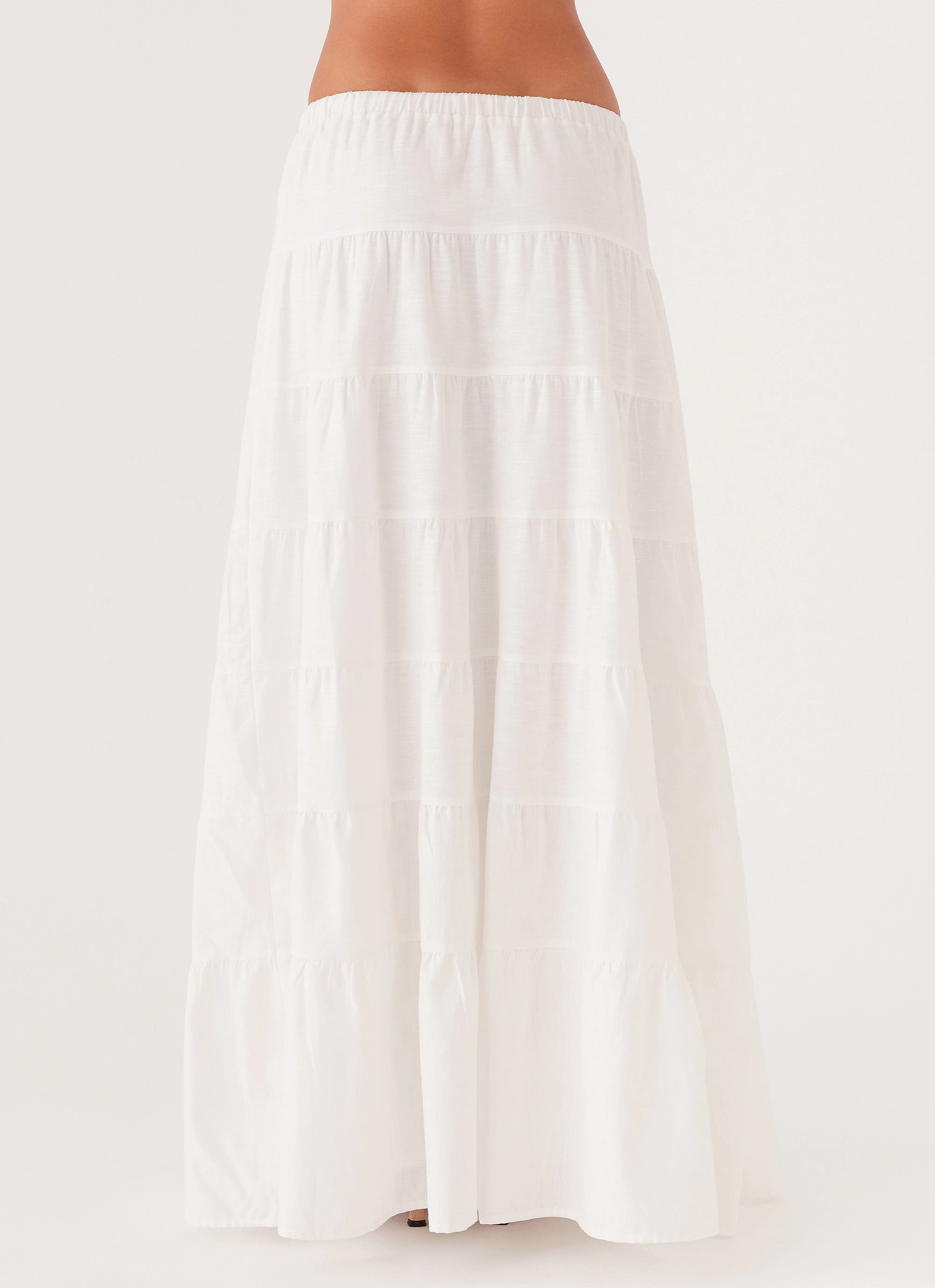 Mariella Linen Maxi Skirt - White Playful Vibe Fashion Week Ready