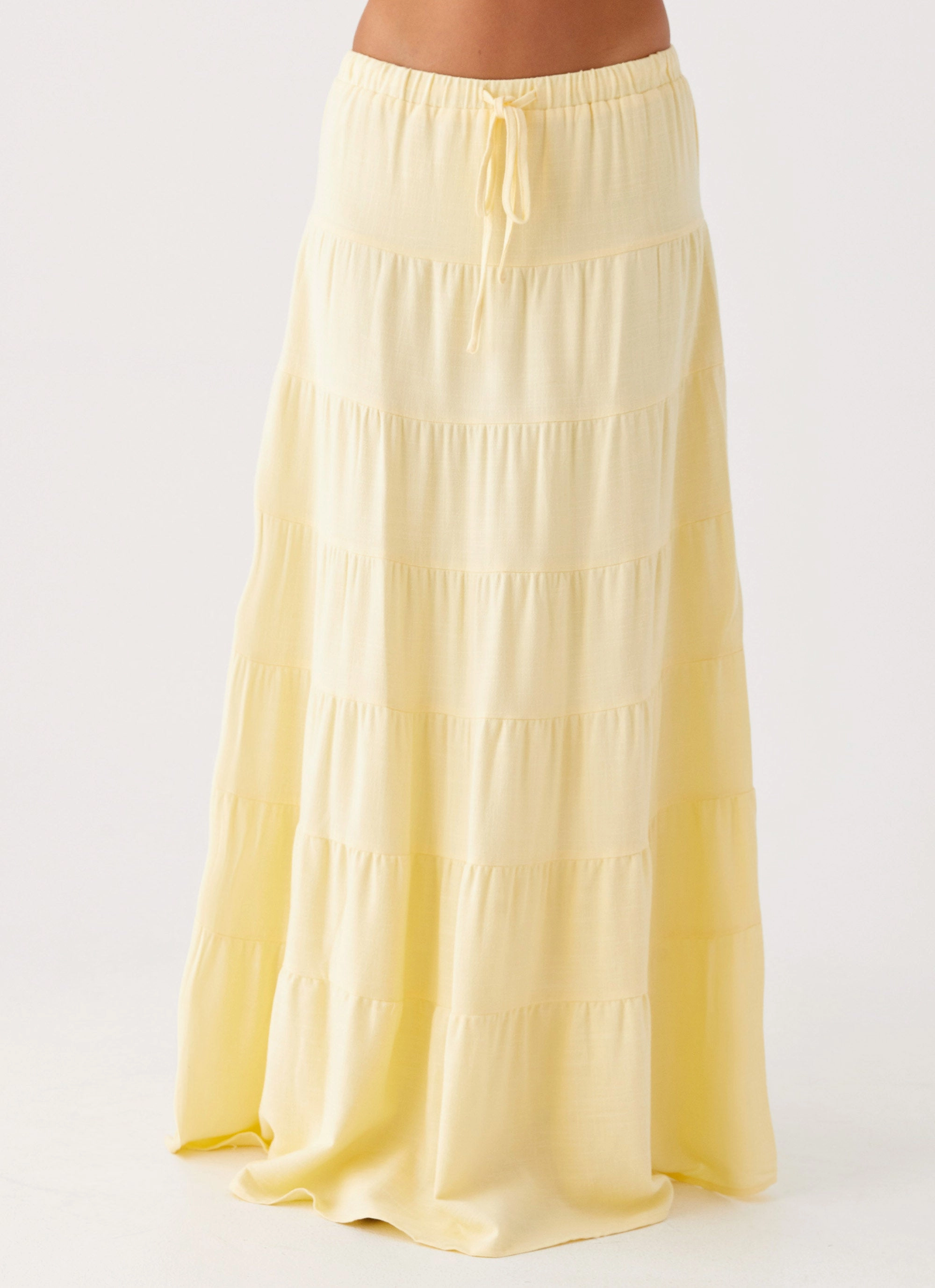 Mariella Linen Maxi Skirt - Yellow Sleek Styling