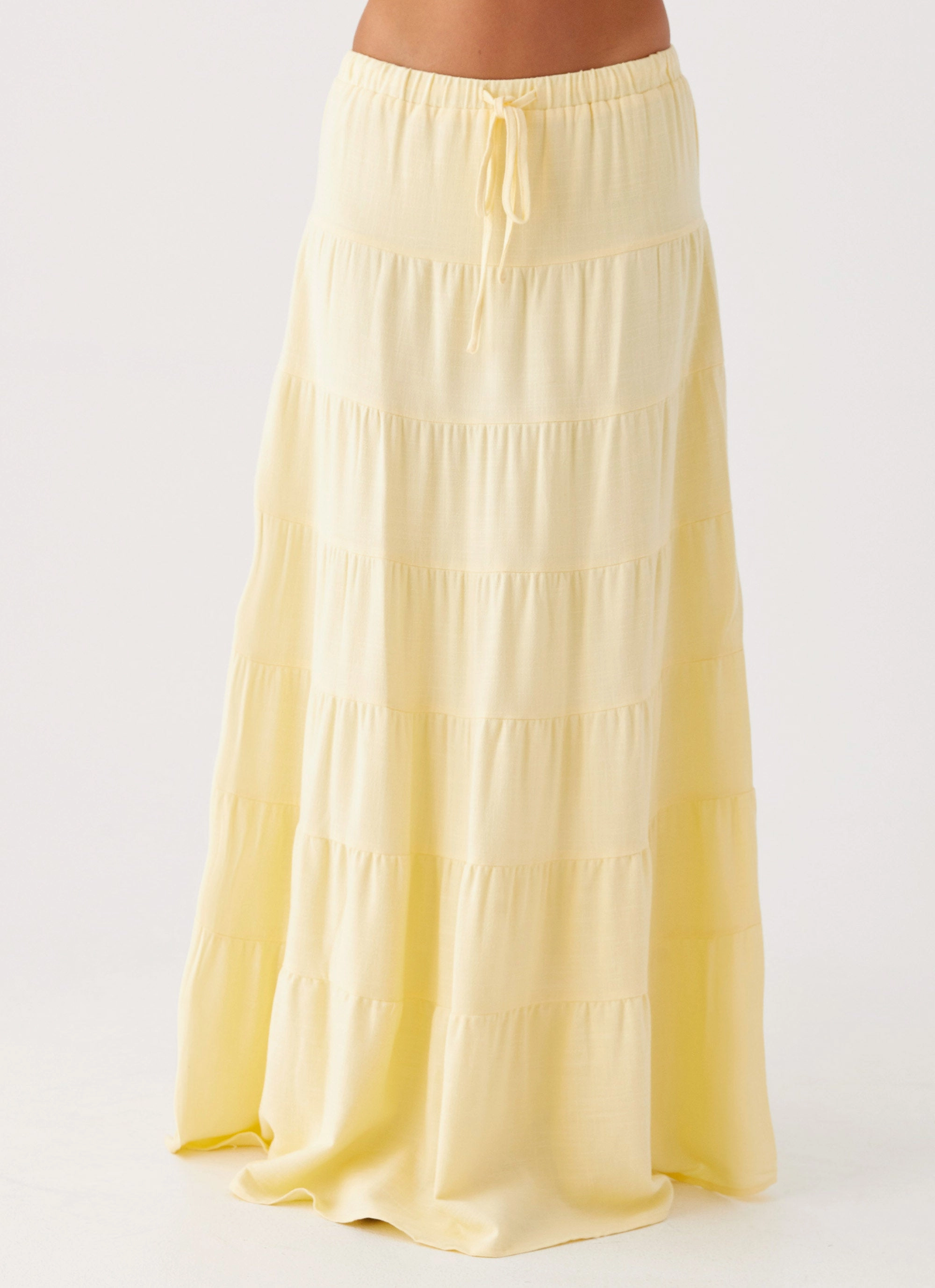 Mariella Linen Maxi Skirt - Yellow Non see through